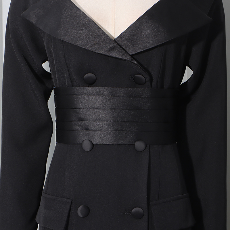 129dd57016fc3dbfef8bf5d6e658b2be.jpg Fashionslee Women Kazi Black Blazer Maxi Dress