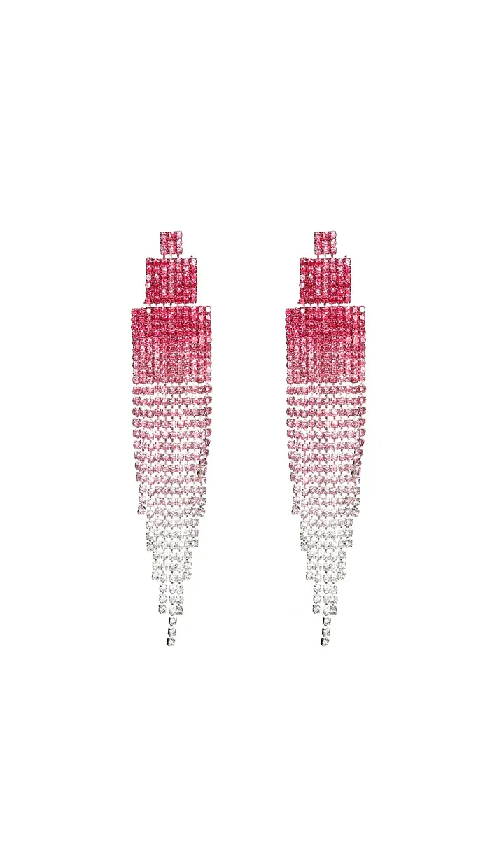 TRENDING RHINESTONE TASSEL DROP EARRINGS - OWNCI