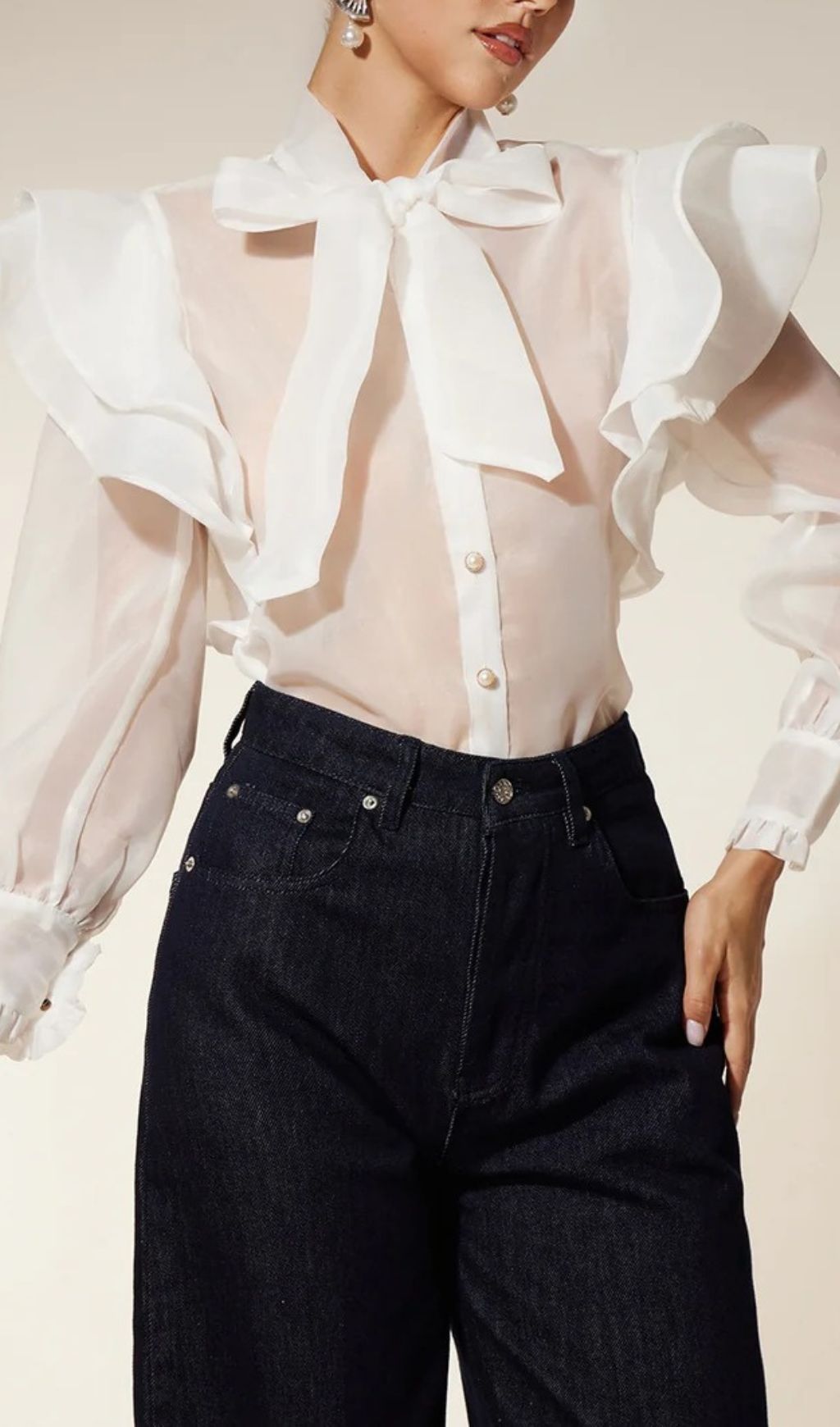 VINTAGE BOW RUFFLE BLOUSE – TRENDING - OWNCI VINTAGE BOW RUFFLE BLOUSE – TRENDING - OWNCI