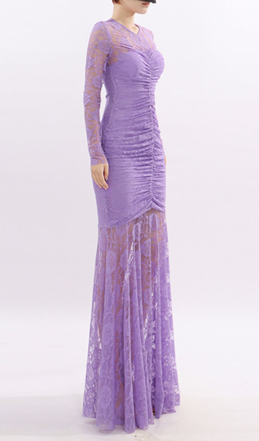 Fashionslee Women Kacey Purple Lace Long Sleeve Maxi Dress