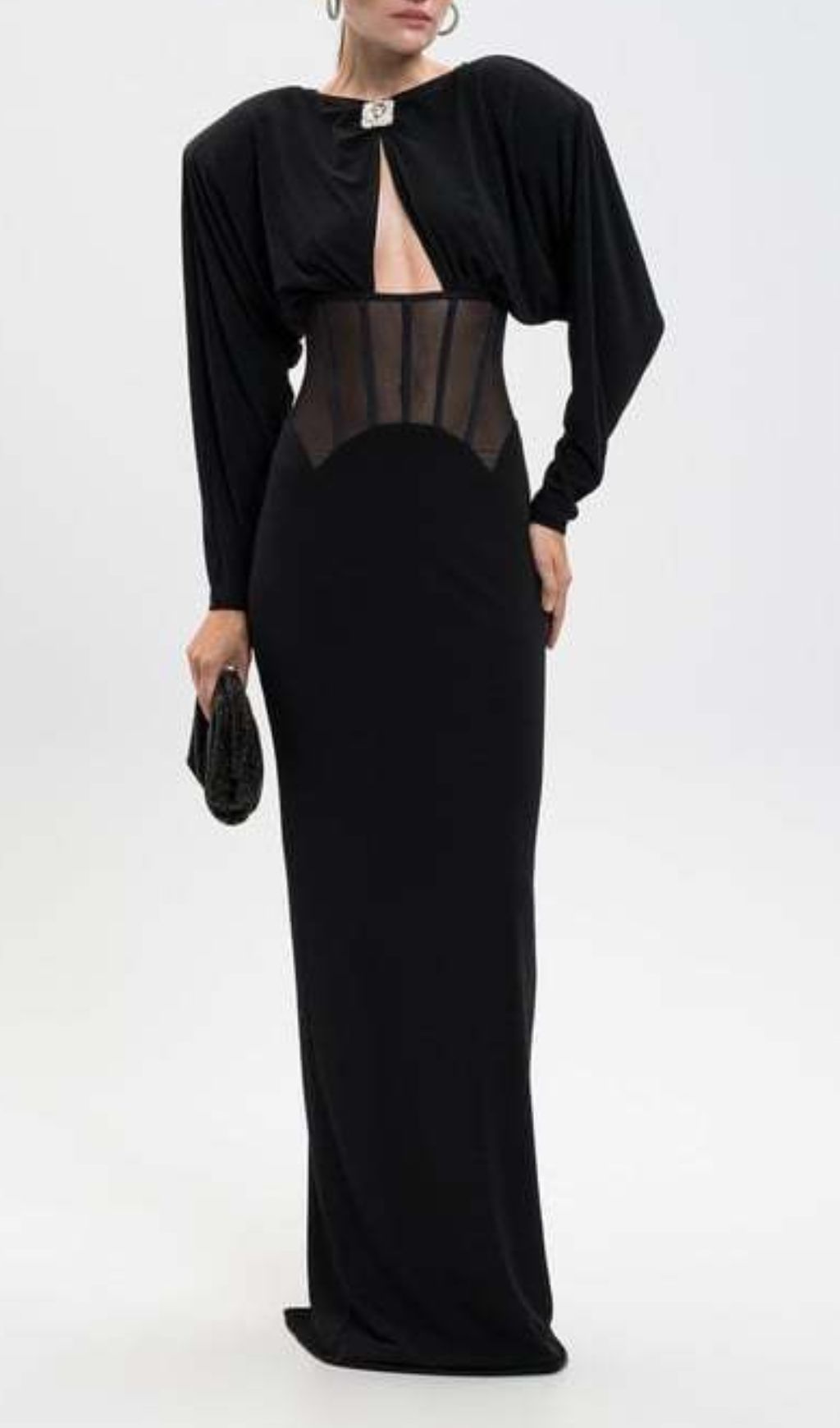 131fba1019fa53310d110c0e0204408f.jpg Fashionslee Women Inara Black Long Sleeve Corset Maxi Dress