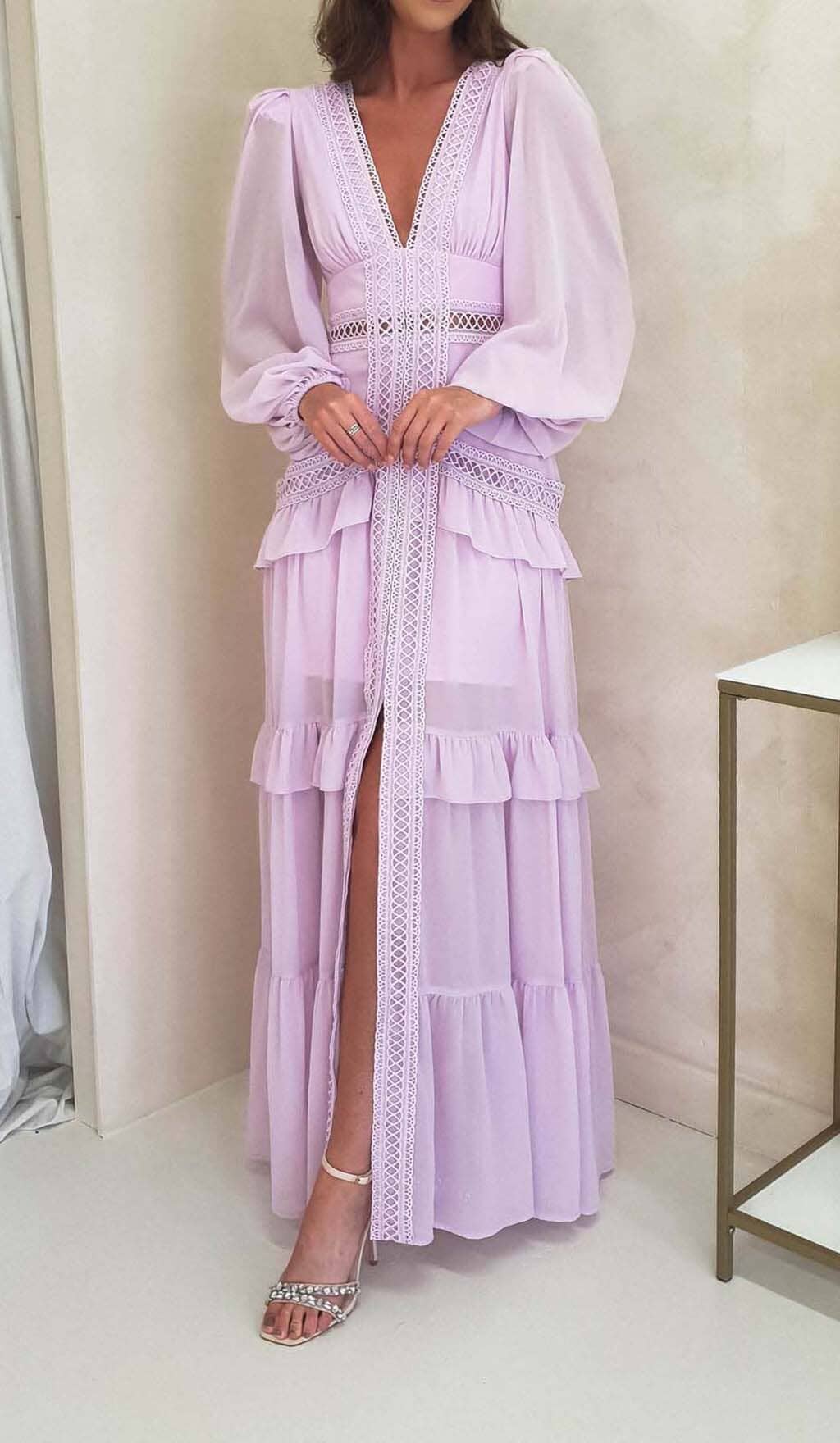 1322b474c70dd77c4022ec7618f21bbf.jpeg Fashionslee Women Long Sleeve Ruffle Maxi Dress In Lilac