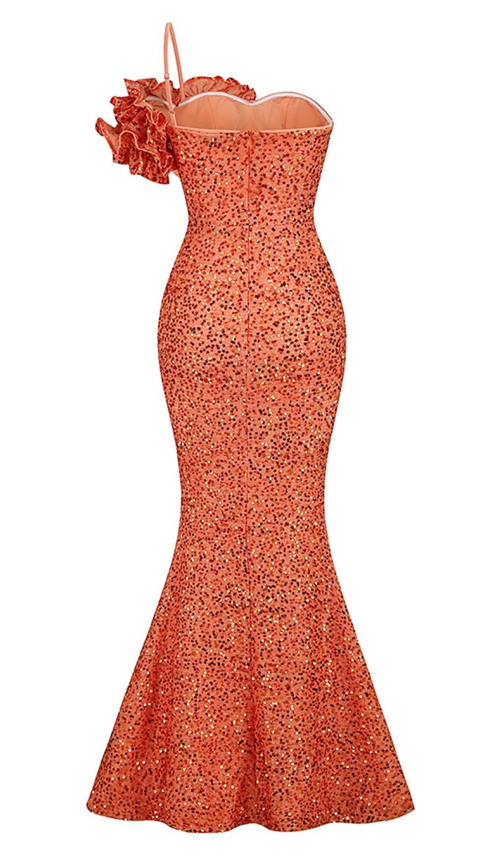 137c45150411d5b9f13afe36a99185ed.jpeg Fashionslee Women Ayn Orange Sequined Slit Maxi Dress