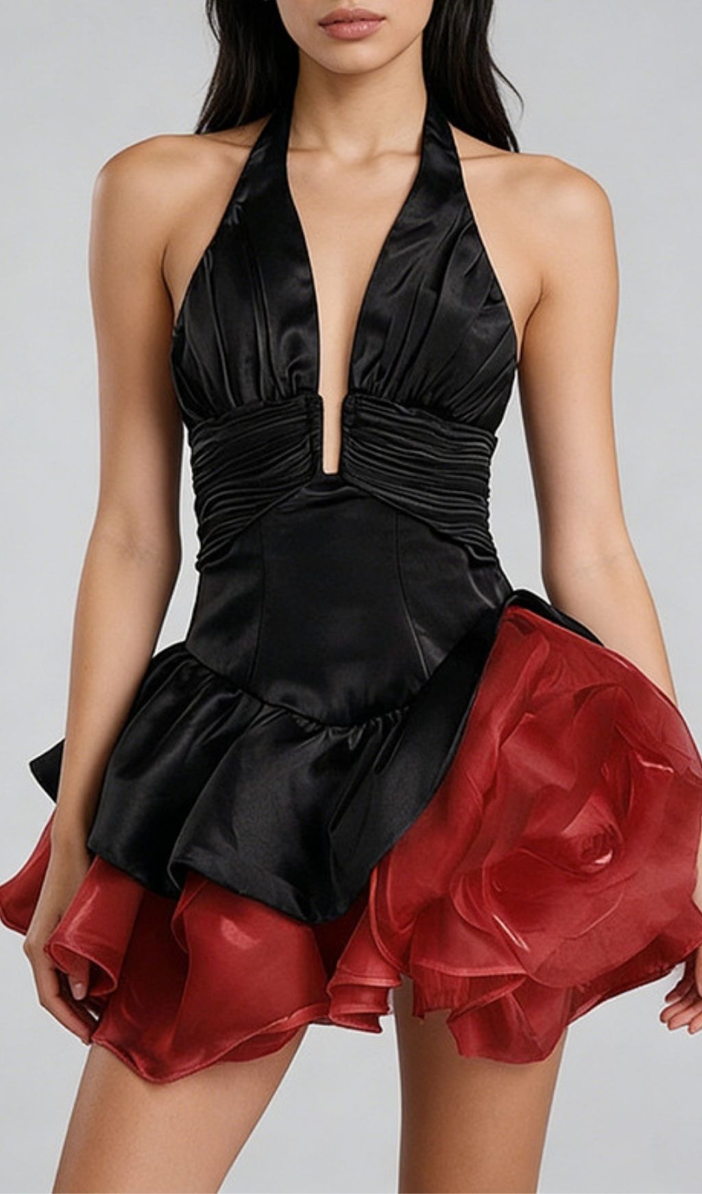 Fashionslee Women Keren Halter Flower Mini Dress