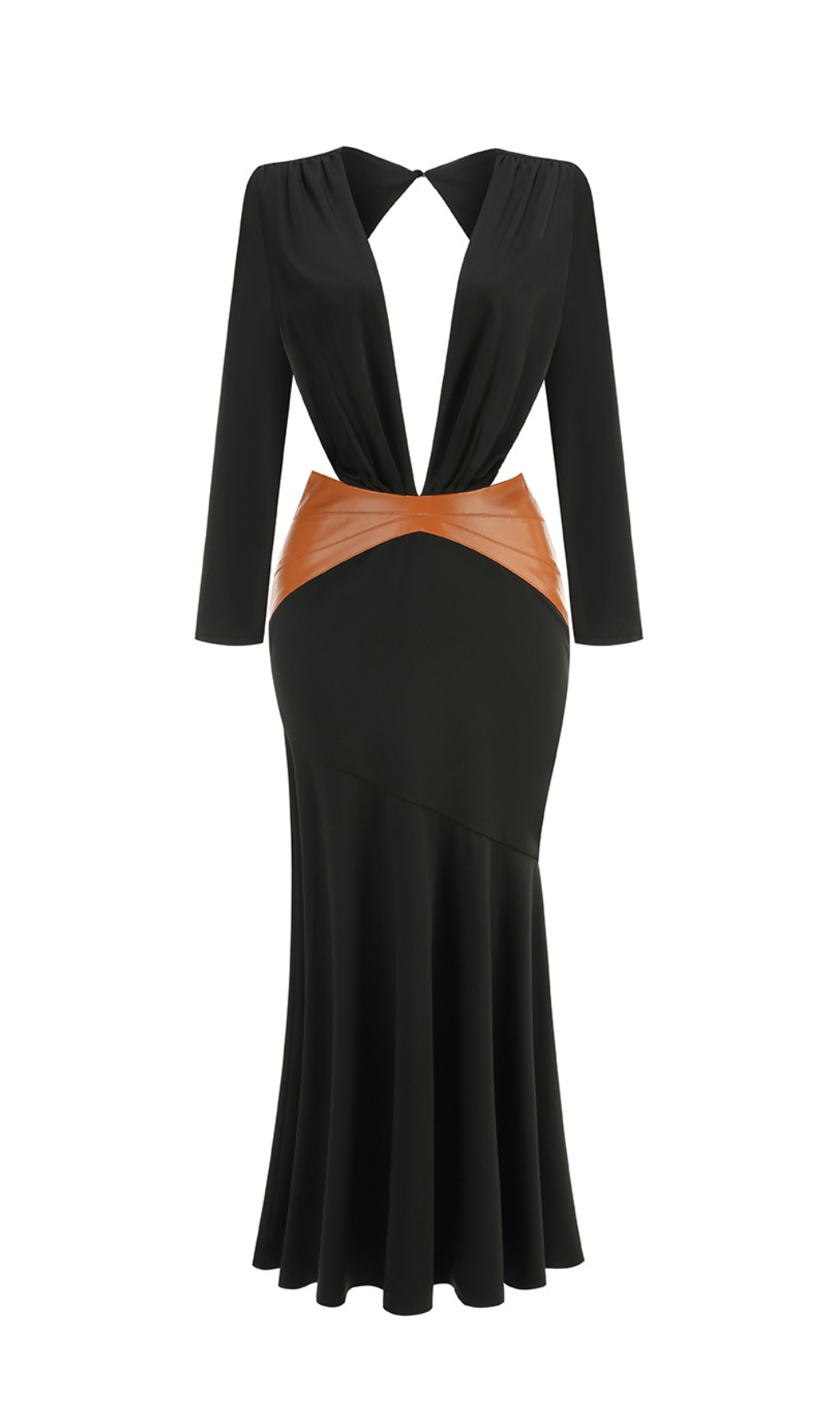 1398a8d96ac06ebd1e8f7a0a02bffeee.jpg Fashionslee Women Brynna Black V-Neck Long Sleeve Maxi Dress