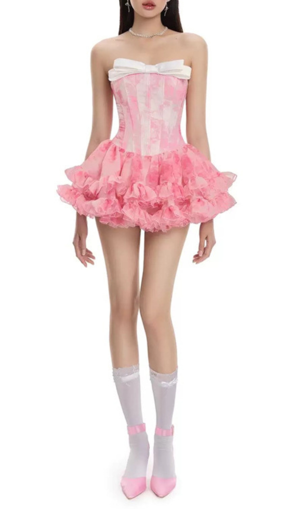 Fashionslee Women Dalya Pink Strapless Corset Mini Dress