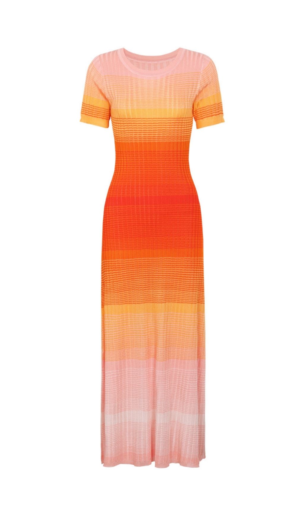 Fashionslee Women Kianna Orange Short Sleeve Knit Maxi Dress