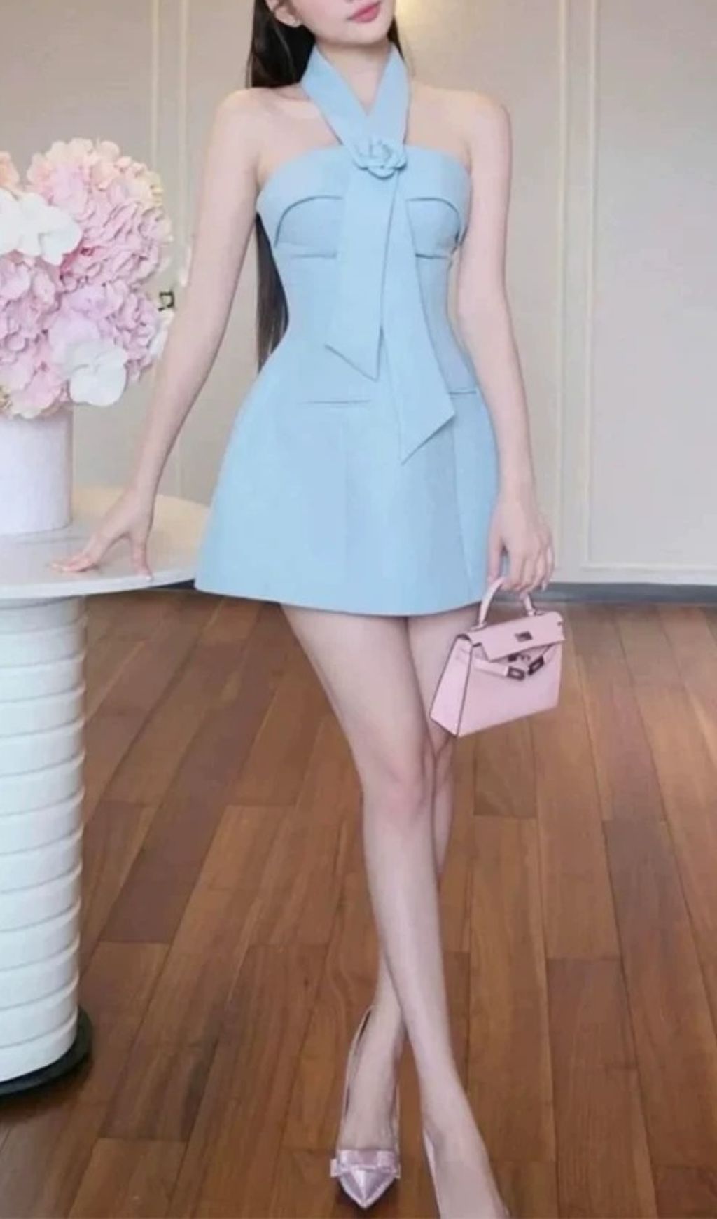 Fashionslee Women Jayliah Halter Flower Mini Dress
