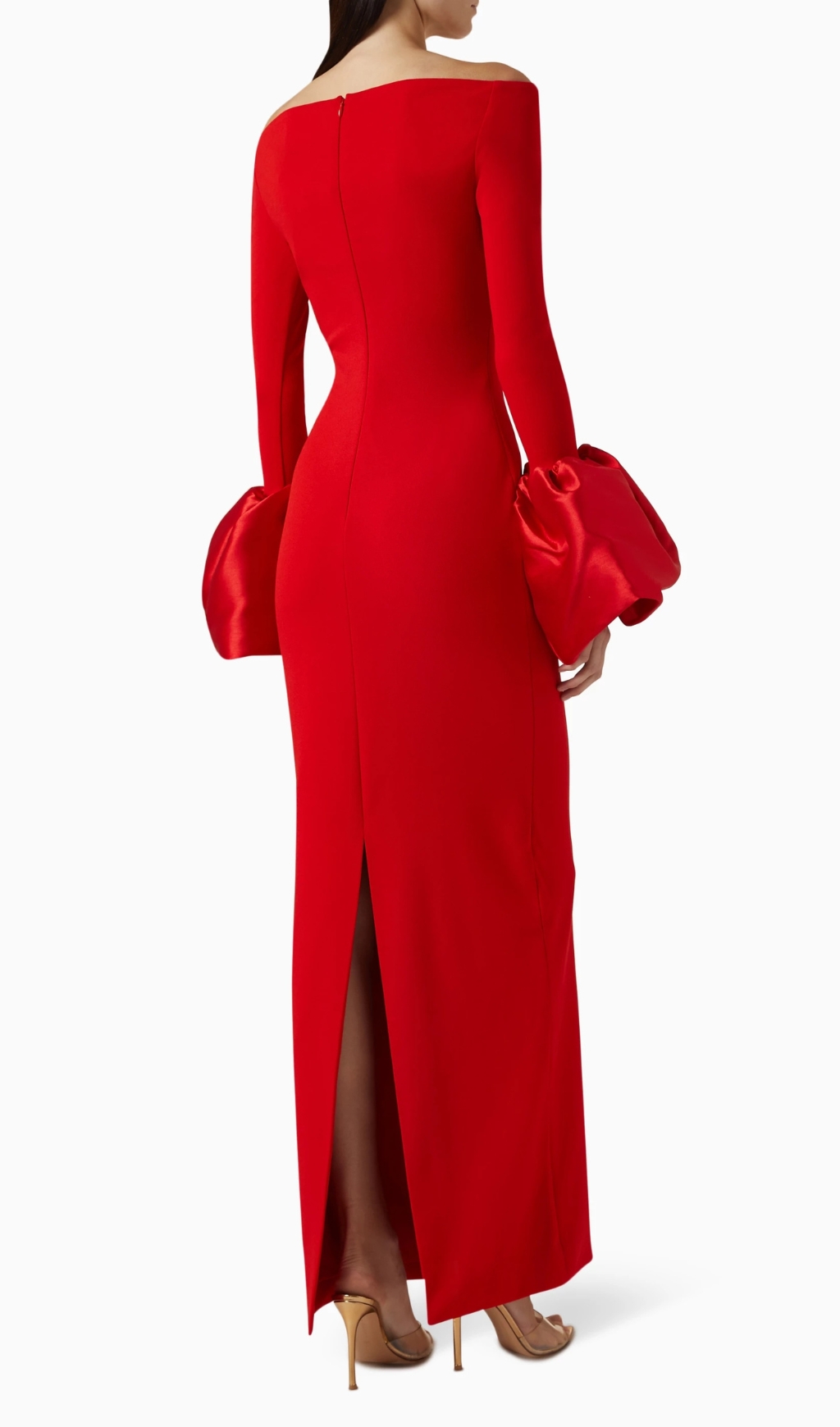 Fashionslee Women Chelsi Red Long Sleeve Maxi Dress
