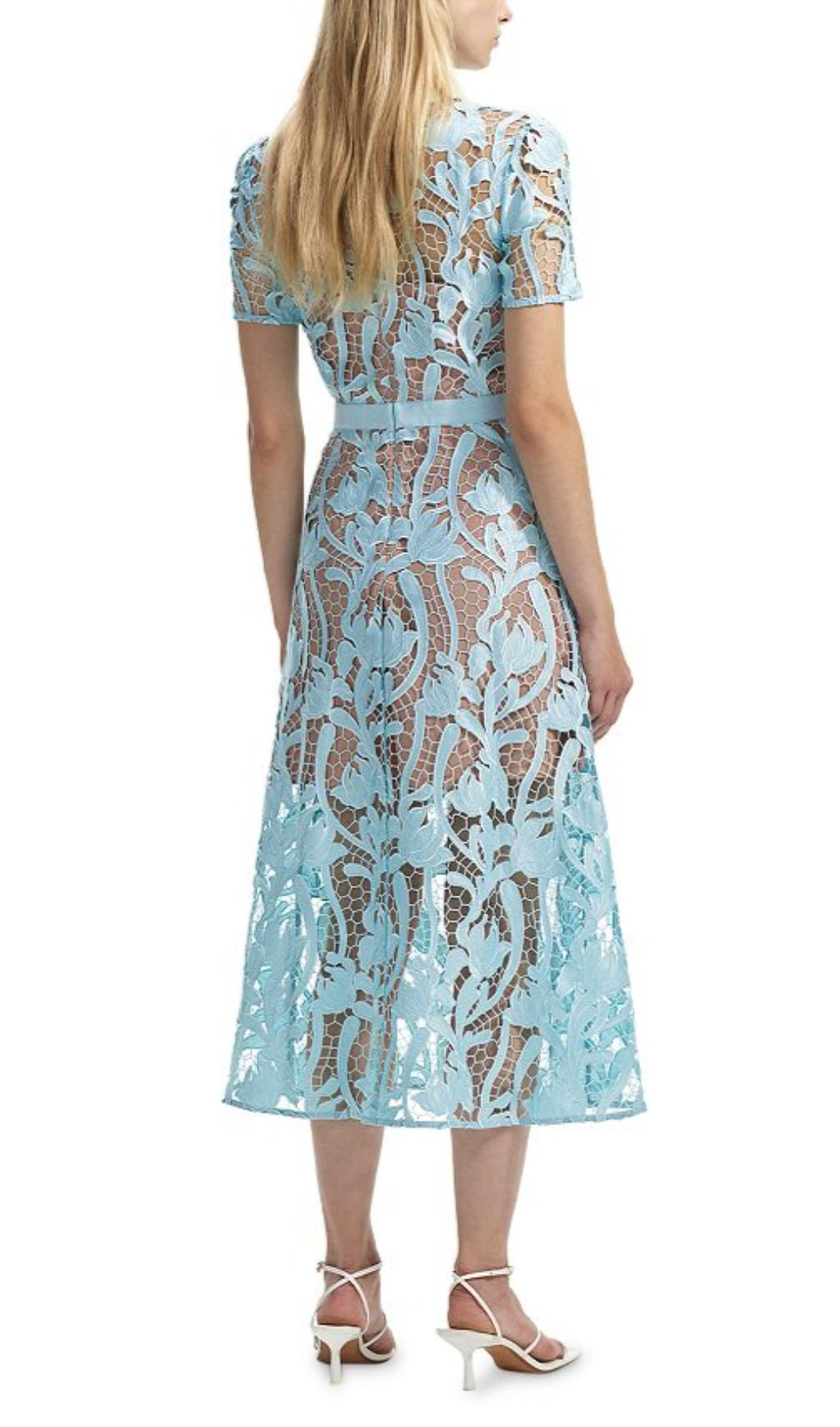 Fashionslee Women Allene Blue Lace Midi Dress