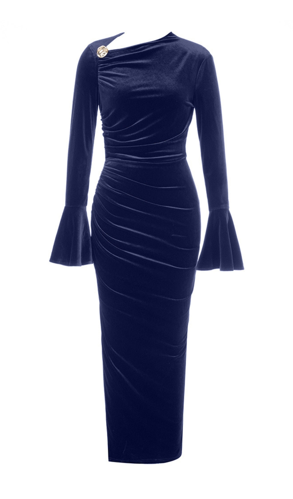 13f407049cdc3797c987a31e2c29d206.jpeg Fashionslee Women Annelise Blue Flounce Sleeve Split Dress