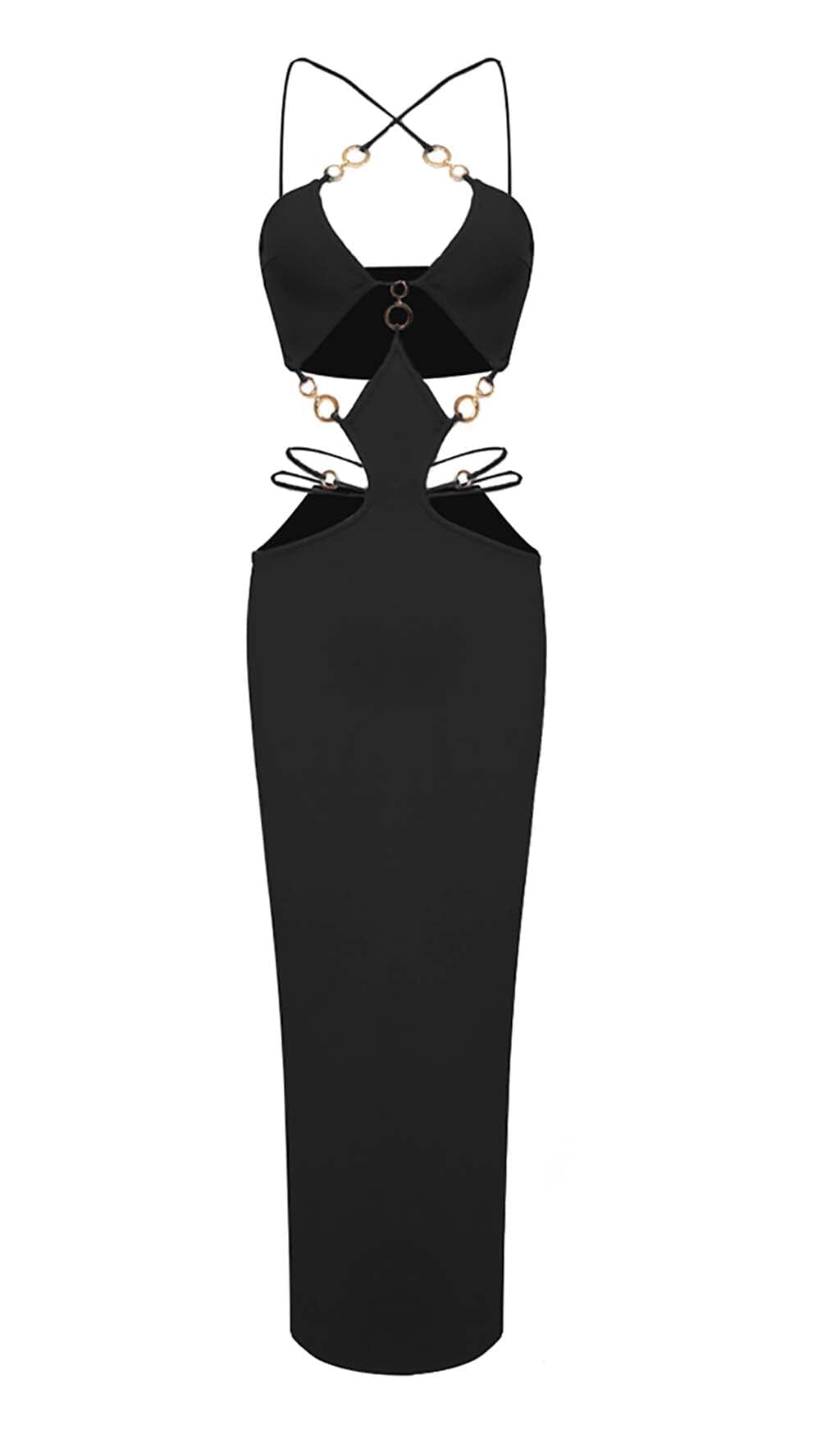 Fashionslee Women Cutout Chain Maxi Dress In Black