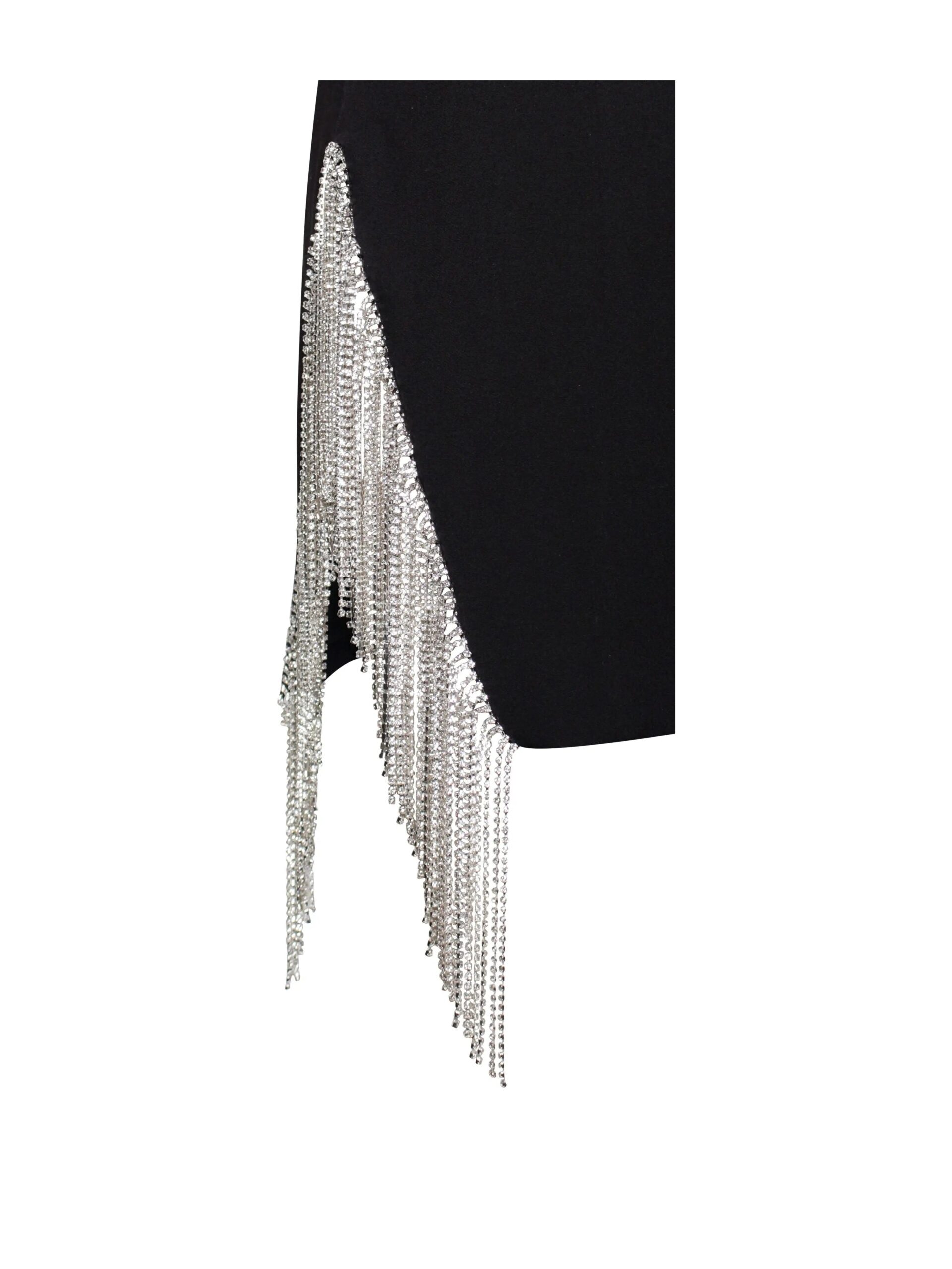 Fashionslee Women Freya Black Crystal Fringe Blazer Dress