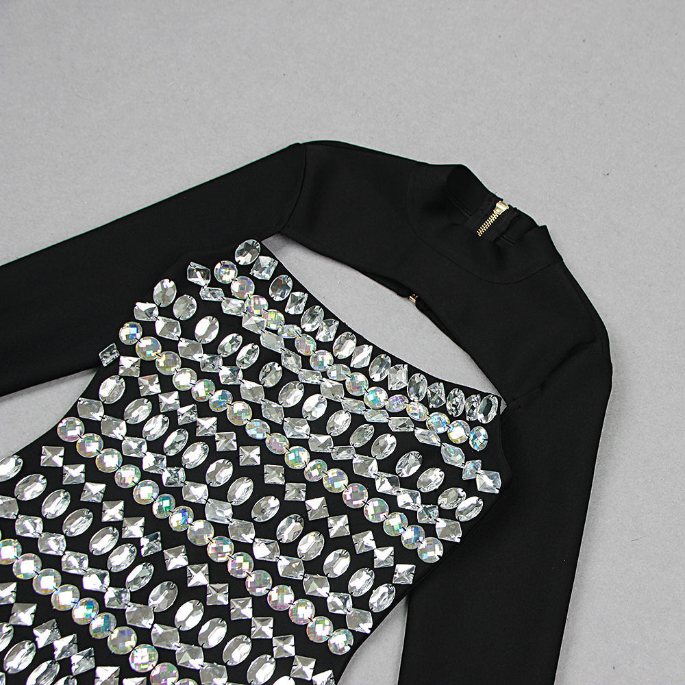 Fashionslee Women Almira Rhinestone Bandage Dress With Cover Up