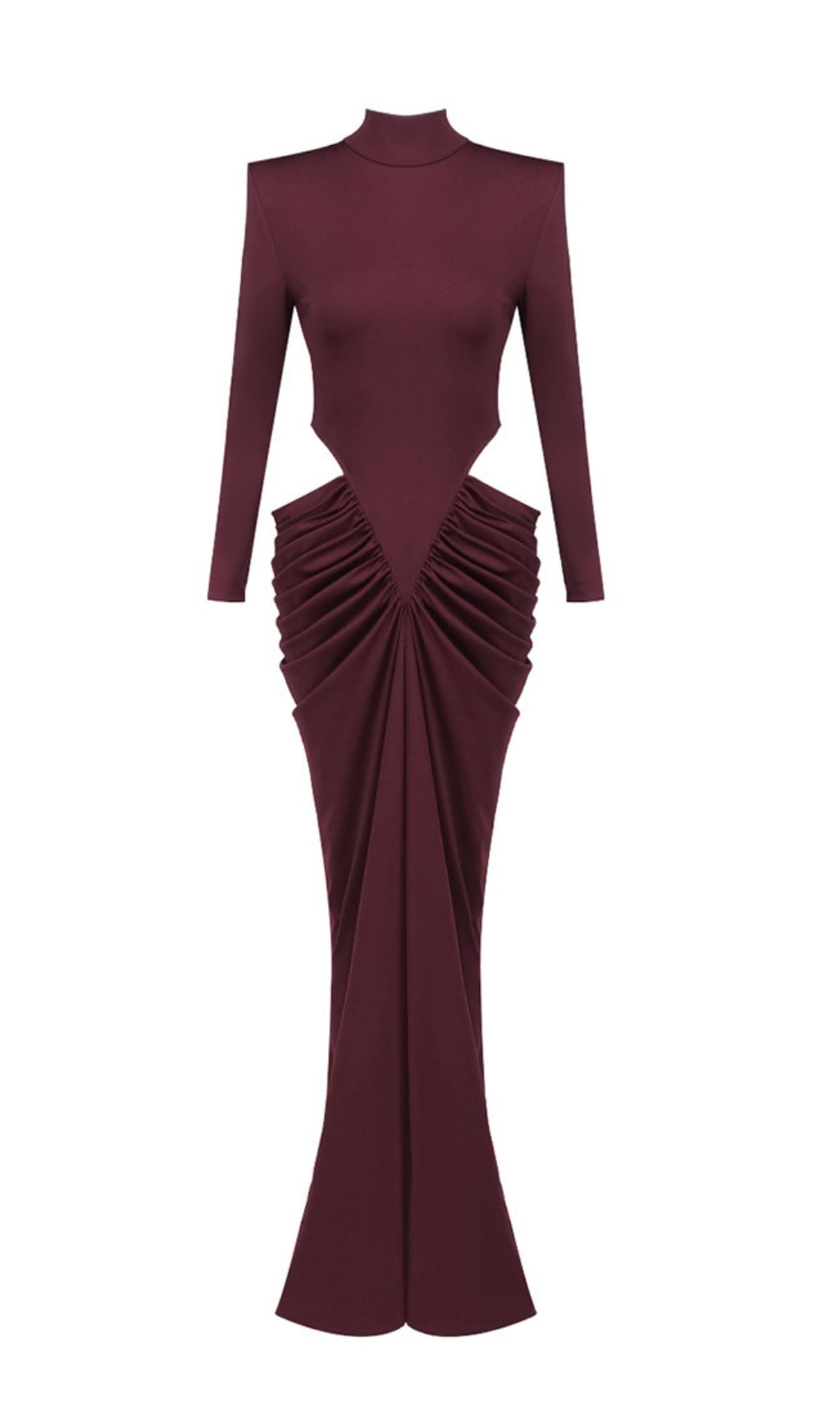 147cddb87665f5687ff3775483709edd.jpg Fashionslee Women Jera Wine Long Sleeve Ruched Maxi Dress