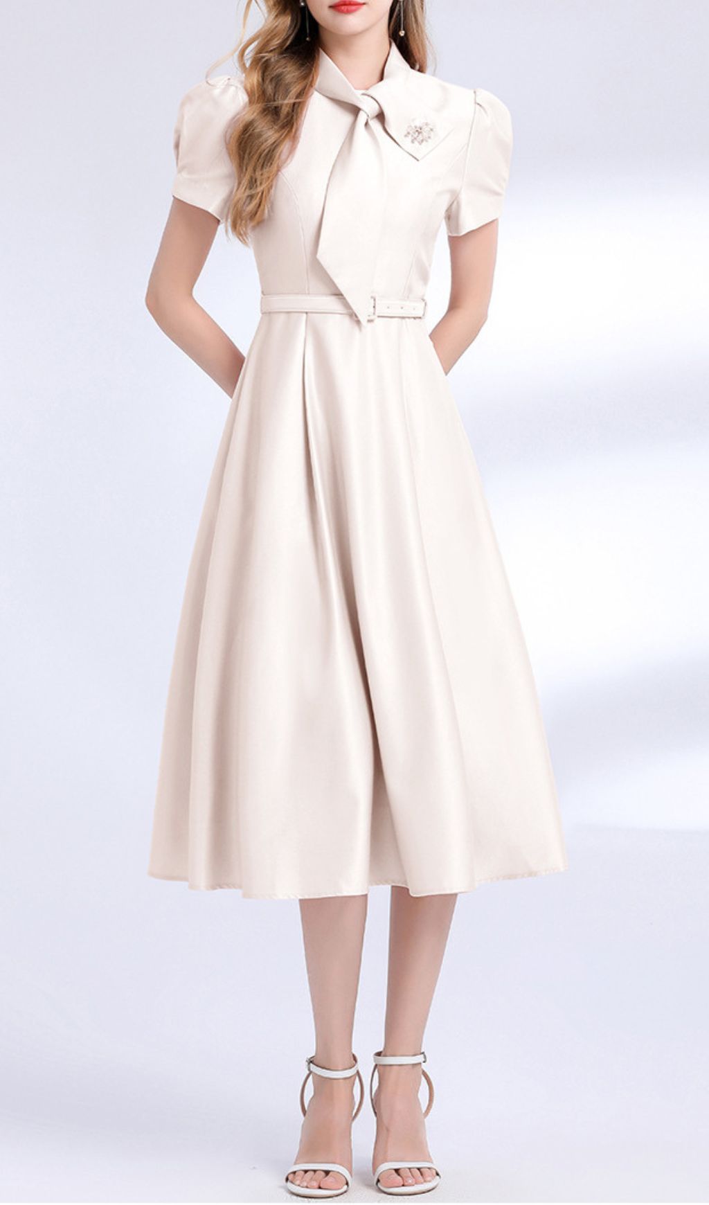 147f30c95cc6621ff9ac474cdd99e879.jpg Fashionslee Women Funa Bow Tie Midi Dress
