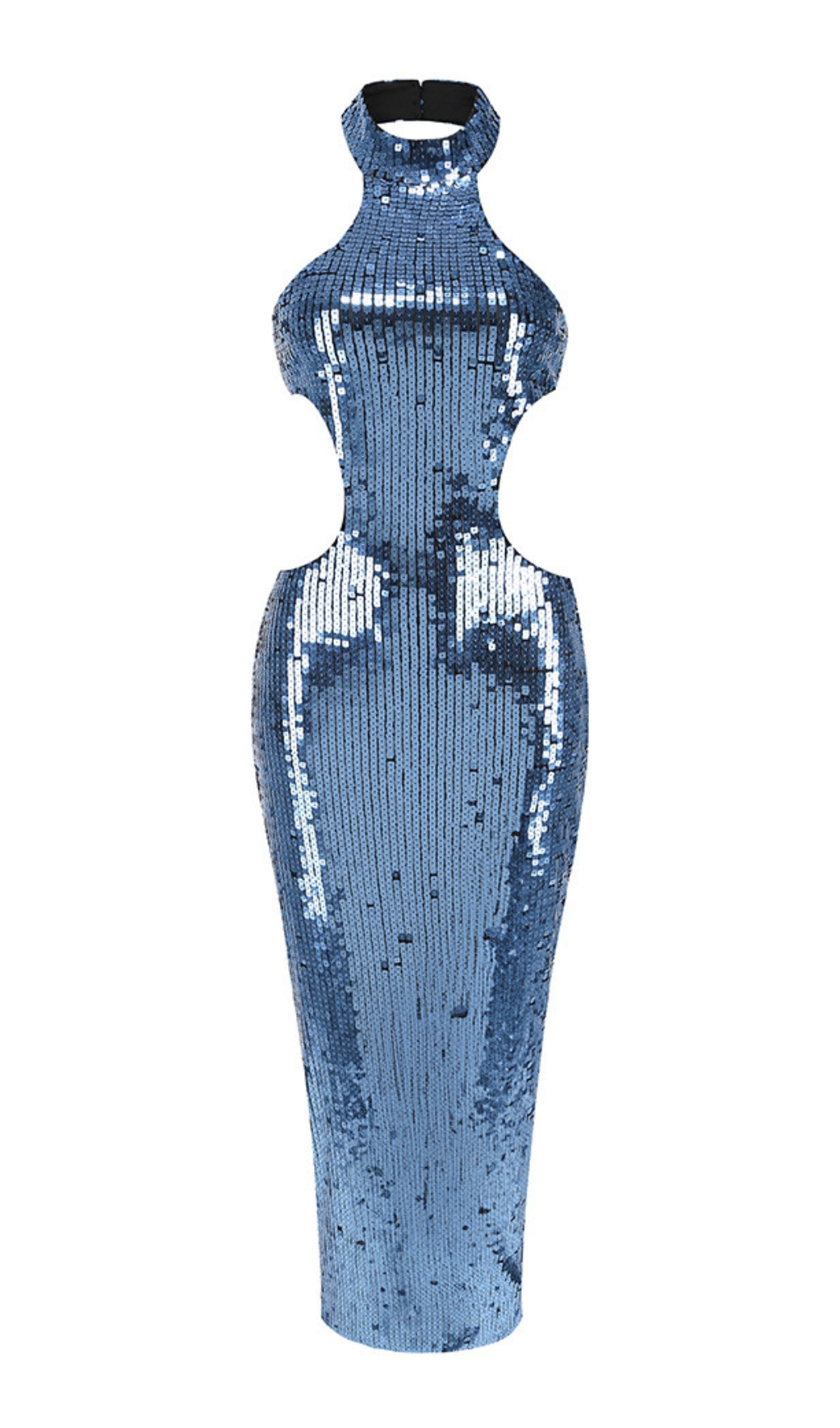 Fashionslee Women Barny Blue Halter Sequin Maxi Dress