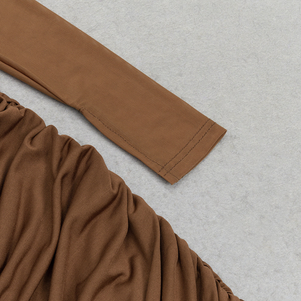 TRENDING RUCHED BODYCON MAXI DRESS - OWNCI