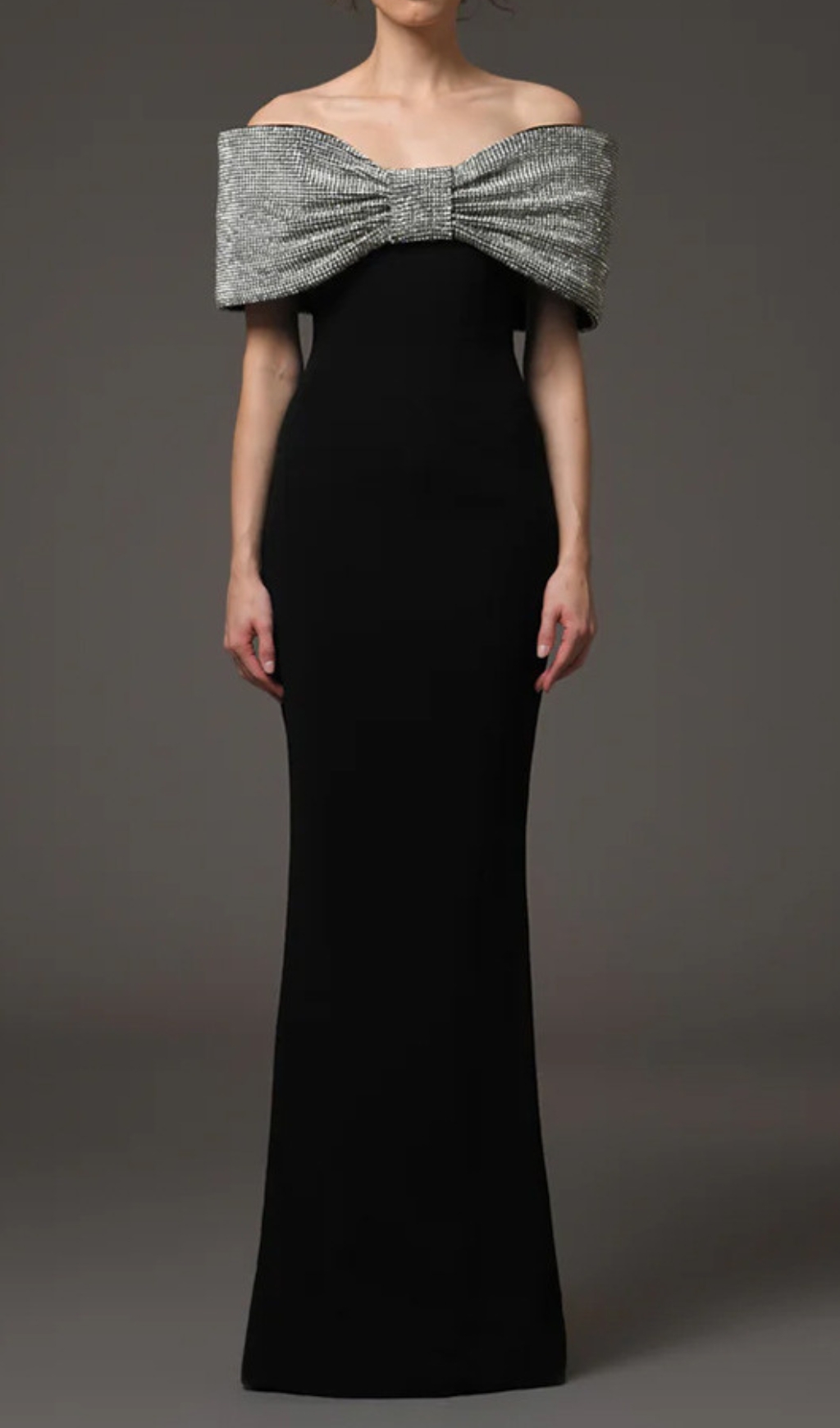 Fashionslee Women Dosia Black Bow Diamond Maxi Dress