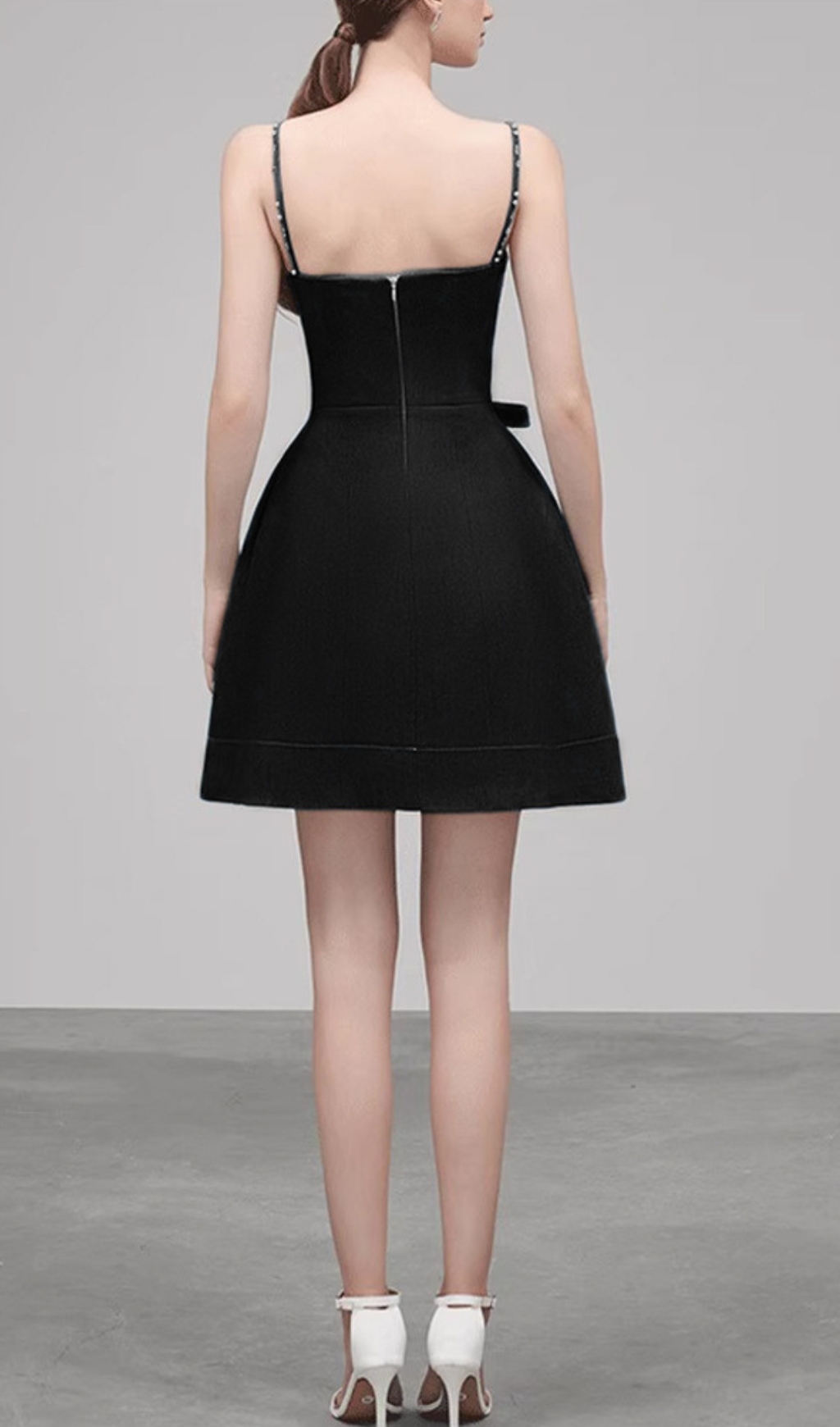 Fashionslee Women Carmi Black Strappy Bow Embellished Mini Dress