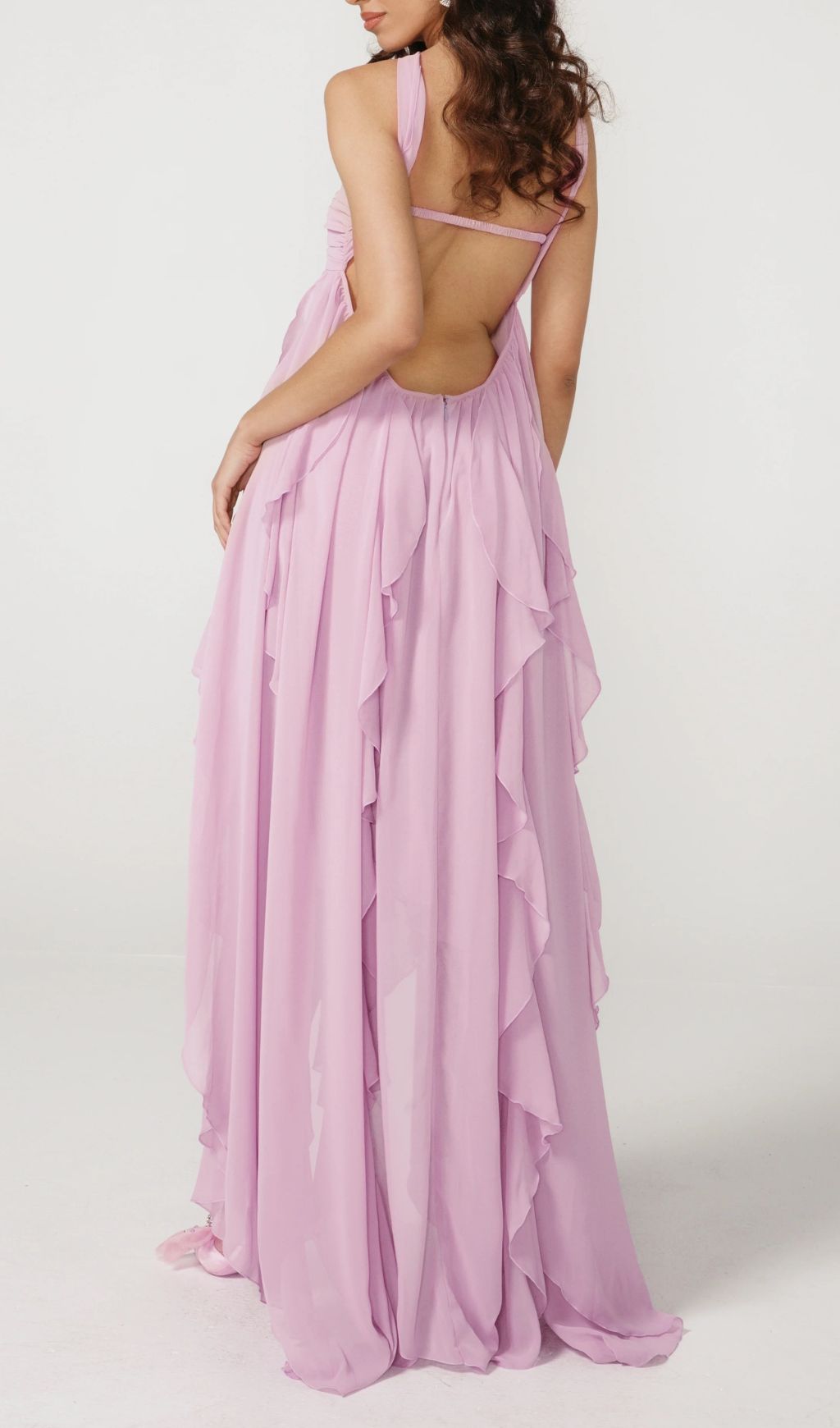 Fashionslee Women Frayne Lavender Layered Backless Maxi Dress