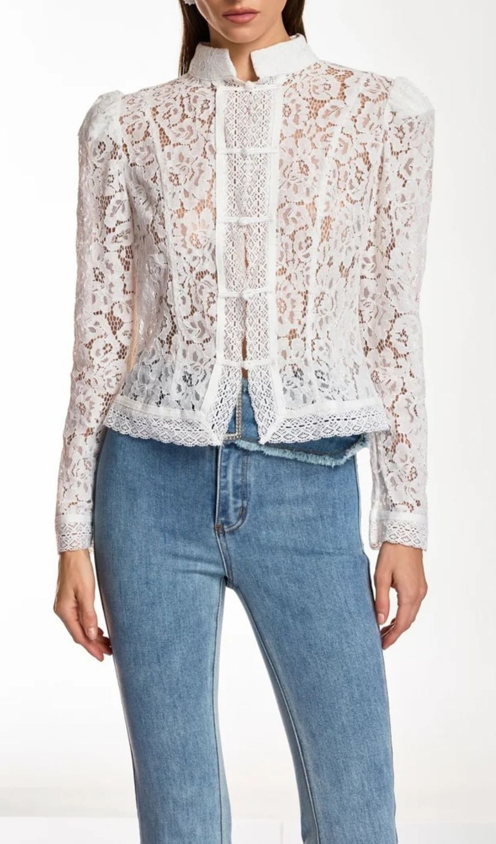 Fashionslee Women Danesha Long Sleeve Lace Top