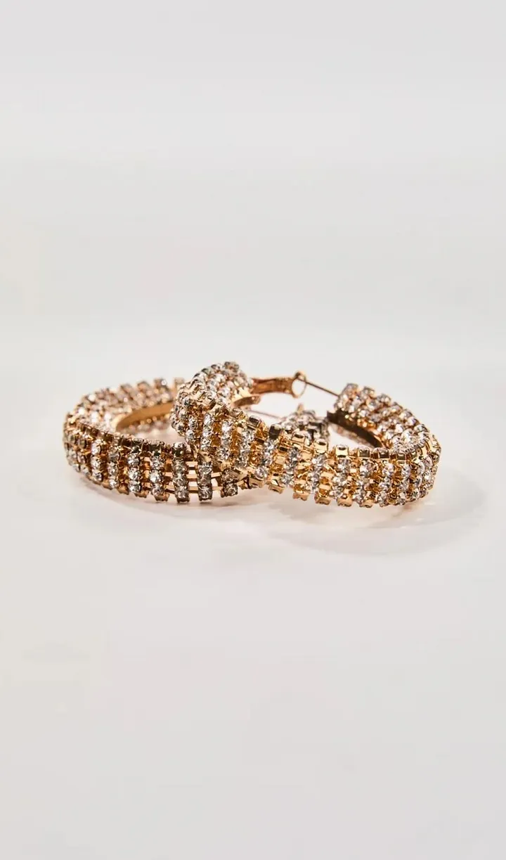TRENDING GOLD RHINESTONE HOOP EARRINGS - OWNCI TRENDING GOLD RHINESTONE HOOP EARRINGS - OWNCI
