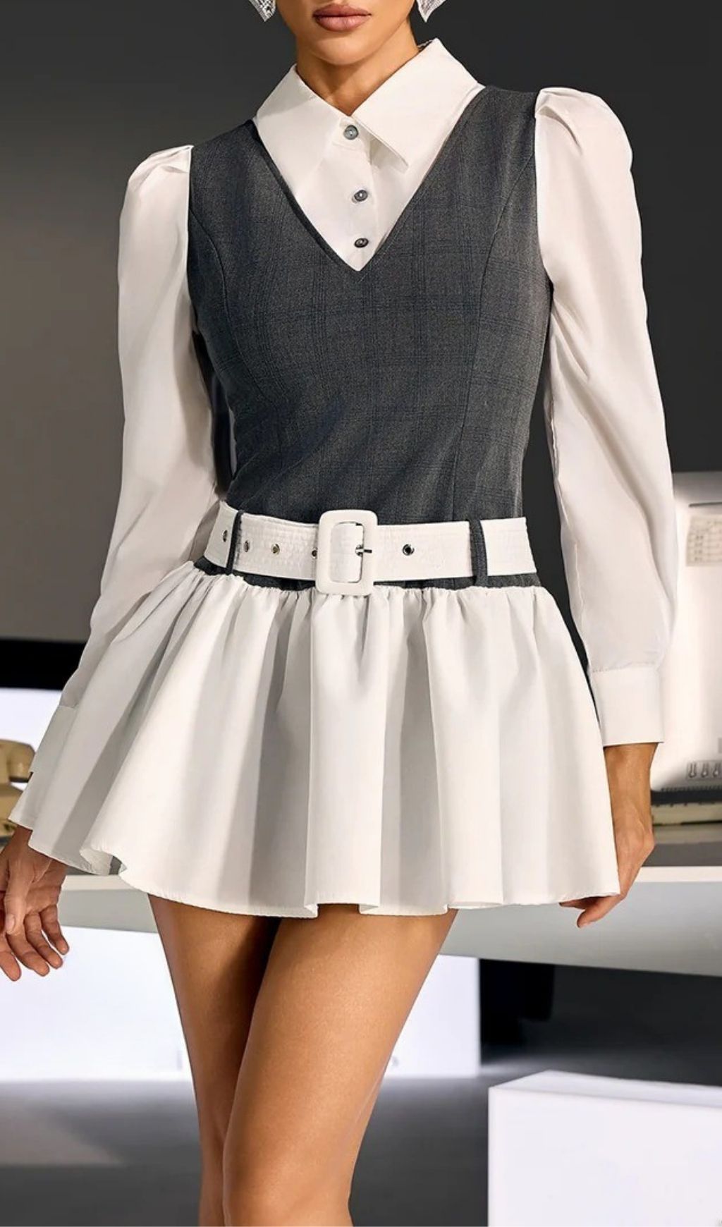 Fashionslee Women Qoryndal Long Sleeve Mini Dress With Belt
