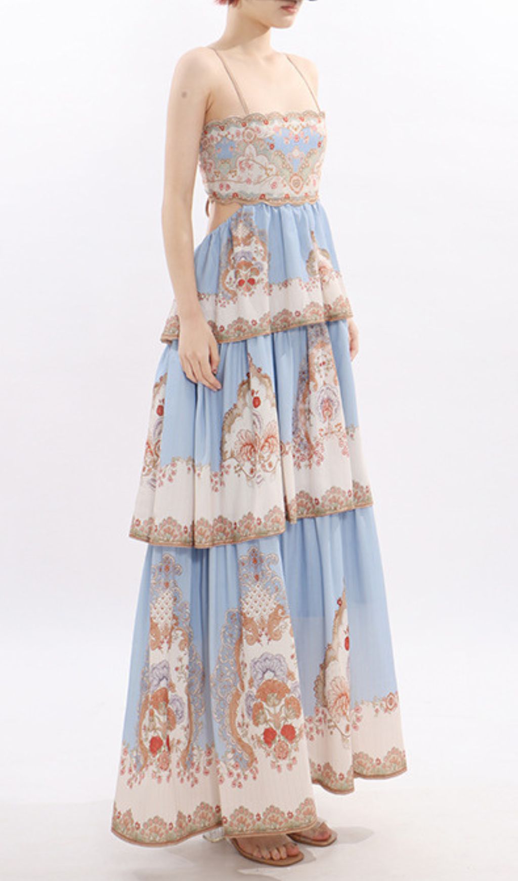 152922b3ac67a74a65a0c447eec51826.jpg Fashionslee Women Jevic Blue Strappy Printed Maxi Dress
