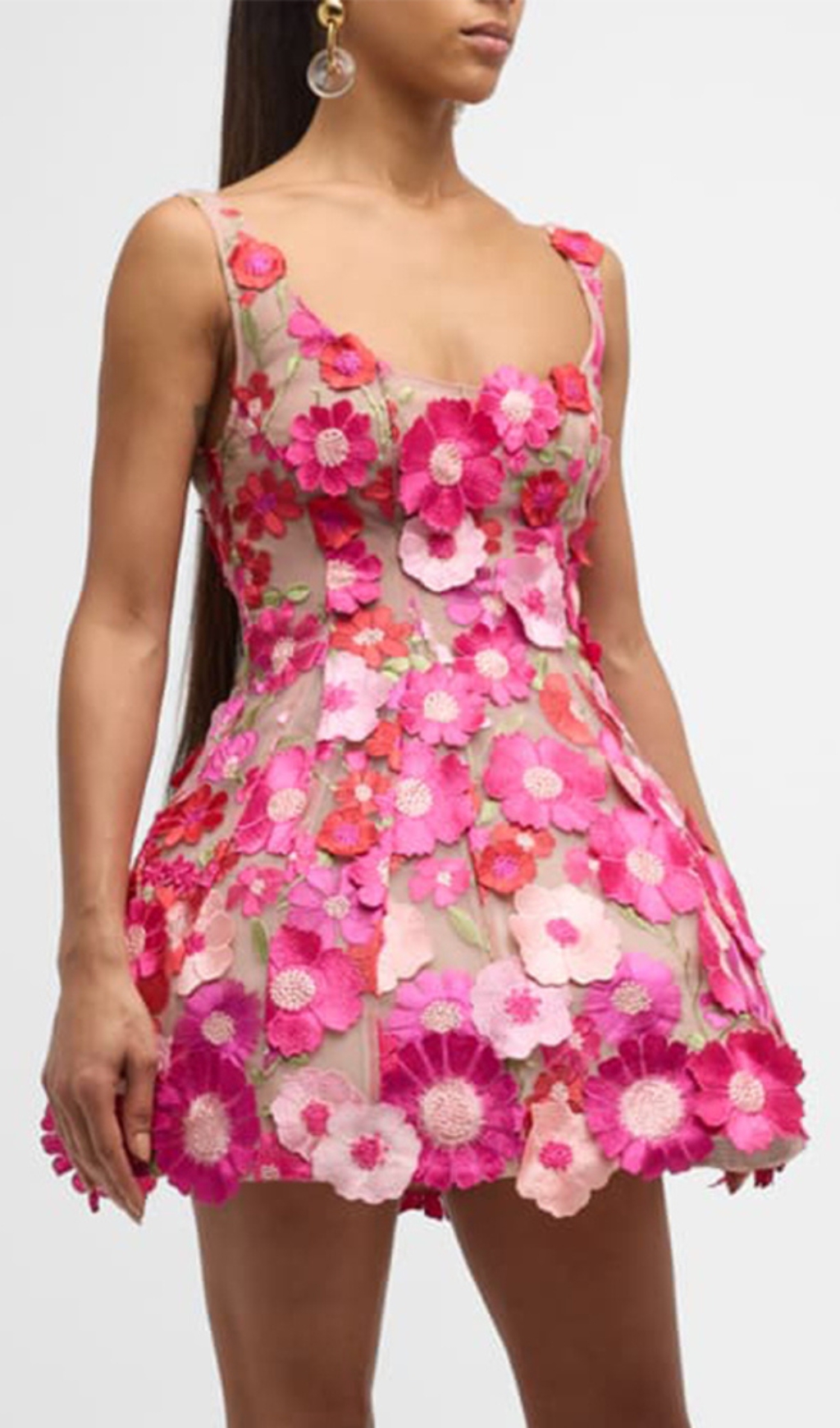 Fashionslee Women Boyko Hot Pink Floral A Line Mini Dress