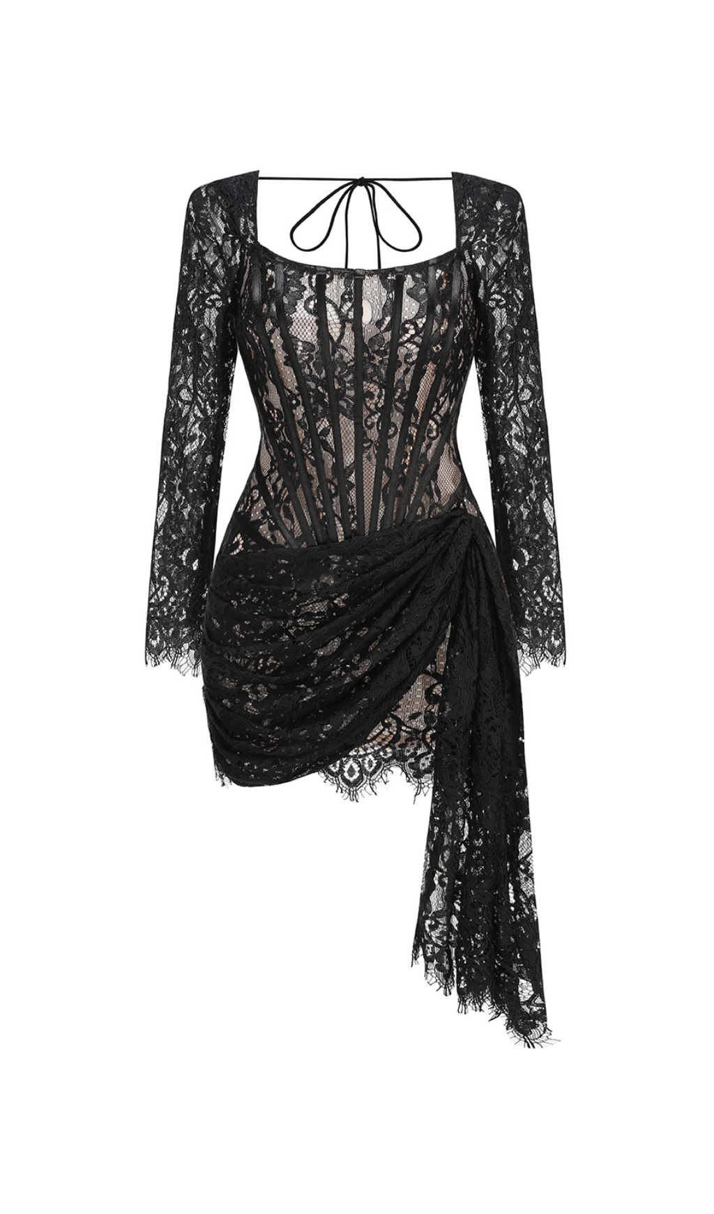 1563caddf6362251b3733430c15df9e9.jpg Fashionslee Women Callan Lace Long Sleeve Corset Mini Dress