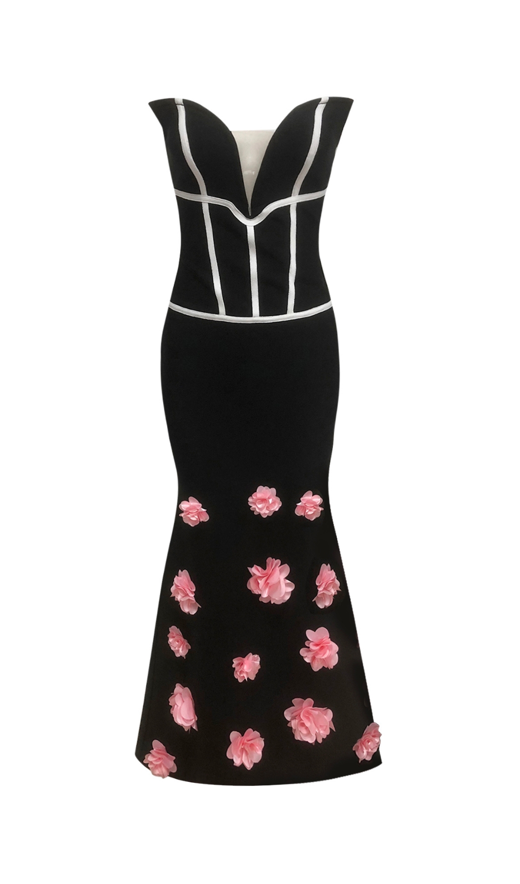 1569fc1344fbb9c5b09ead06aeafcef8.jpg Fashionslee Women Eri Black Strapless Flower Maxi Dress