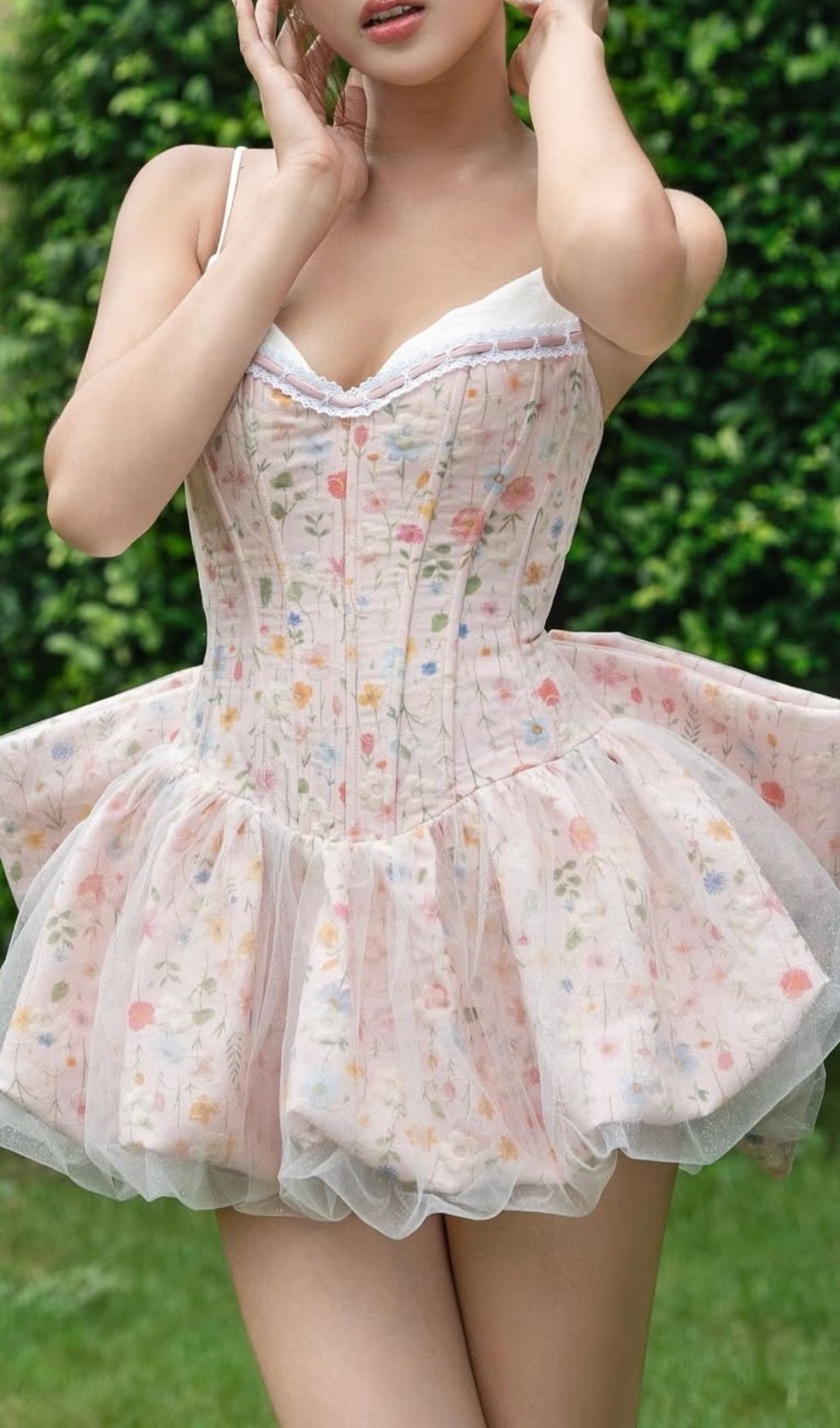 157ce74e4b885f82e3bca5f45248f401.jpg Fashionslee Women Jaylene Floral Corset Bow Mini Dress