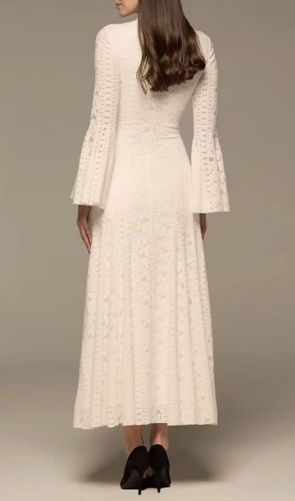 Fashionslee Women Kieu White Flared Sleeve Maxi Dress