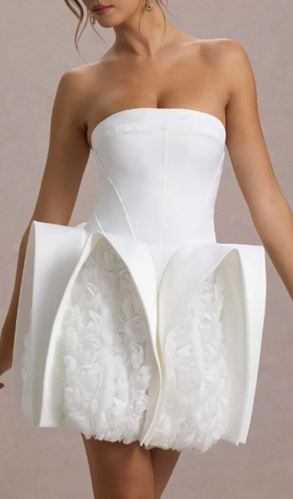 15c02bdf6fe753453d686ed67cf09d76.jpg Fashionslee Women Dietrich White Strapless Flower Mini Dress