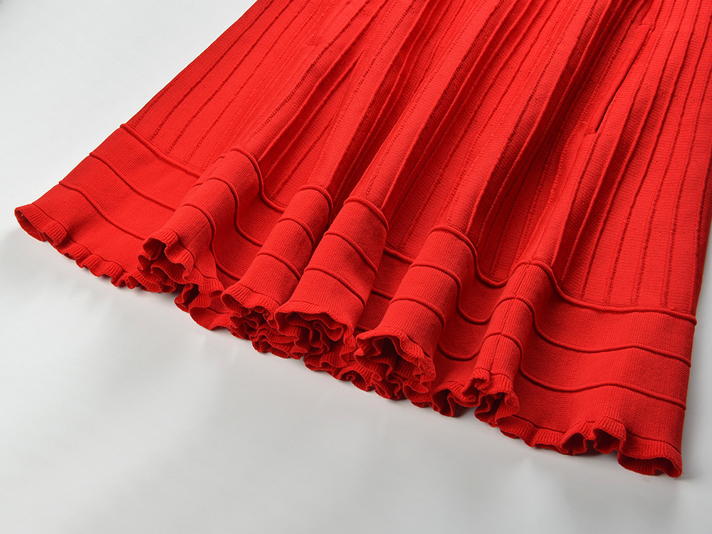 Fashionslee Women Red Short Knit Dress