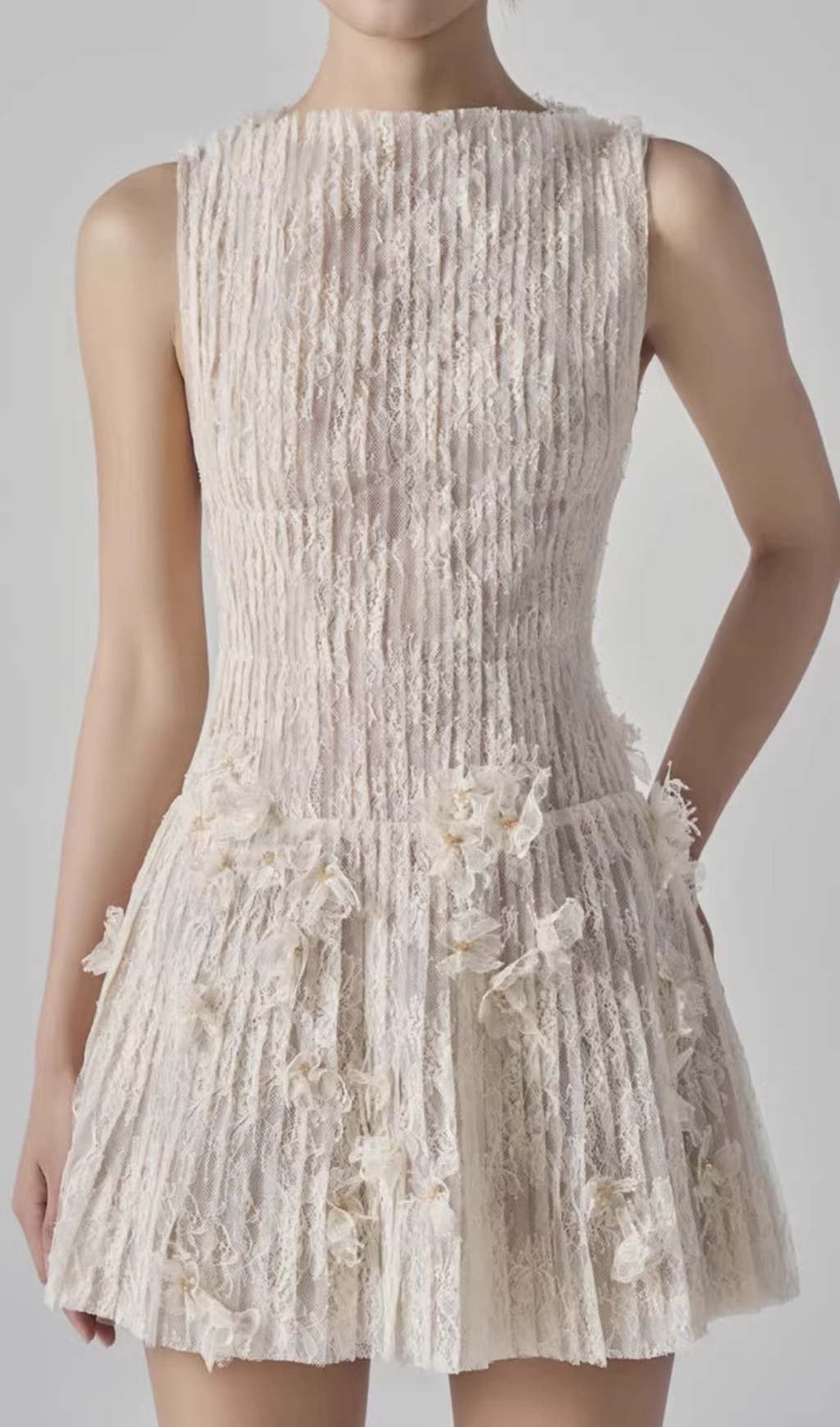 15e49860f263d0b8ce40e814748da3cb.jpg Fashionslee Women Darda Beige Flower Lace Mini Dress