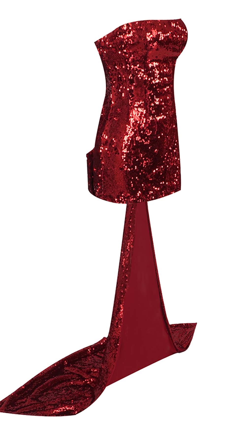 Fashionslee Women Strapless Sequin Mini Dress In Wine