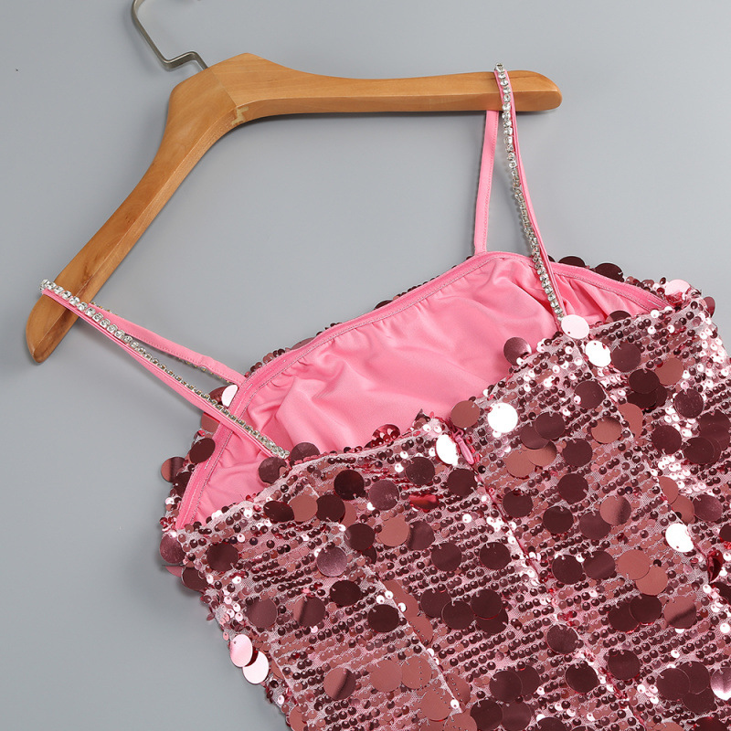 162993c9dd3032828bb6cbc145980a3f.jpg Fashionslee Women Isabela Pink Sequin Mini Dress