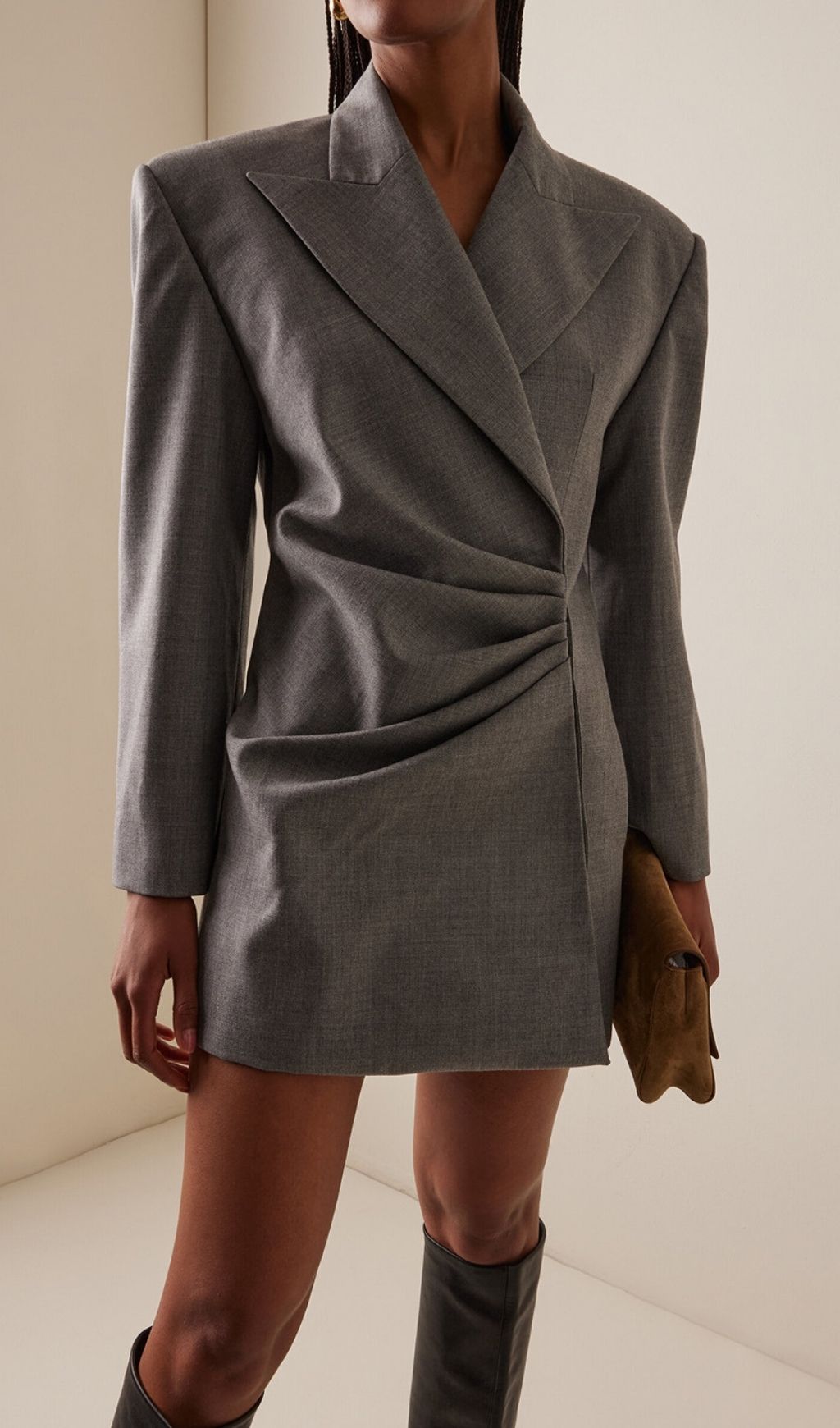 Fashionslee Women Kelechi Grey Ruched Blazer