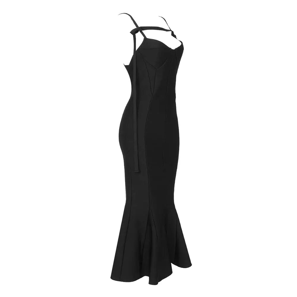 Fashionslee Women Strapy Slim Maxi Dress In Black
