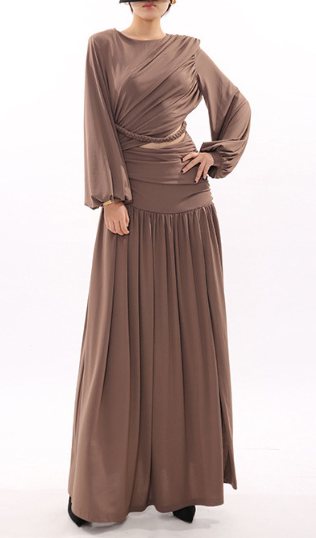 VINTAGE PLEATED MAXI DRESS AESTHETIC - OWNCI VINTAGE PLEATED MAXI DRESS AESTHETIC - OWNCI