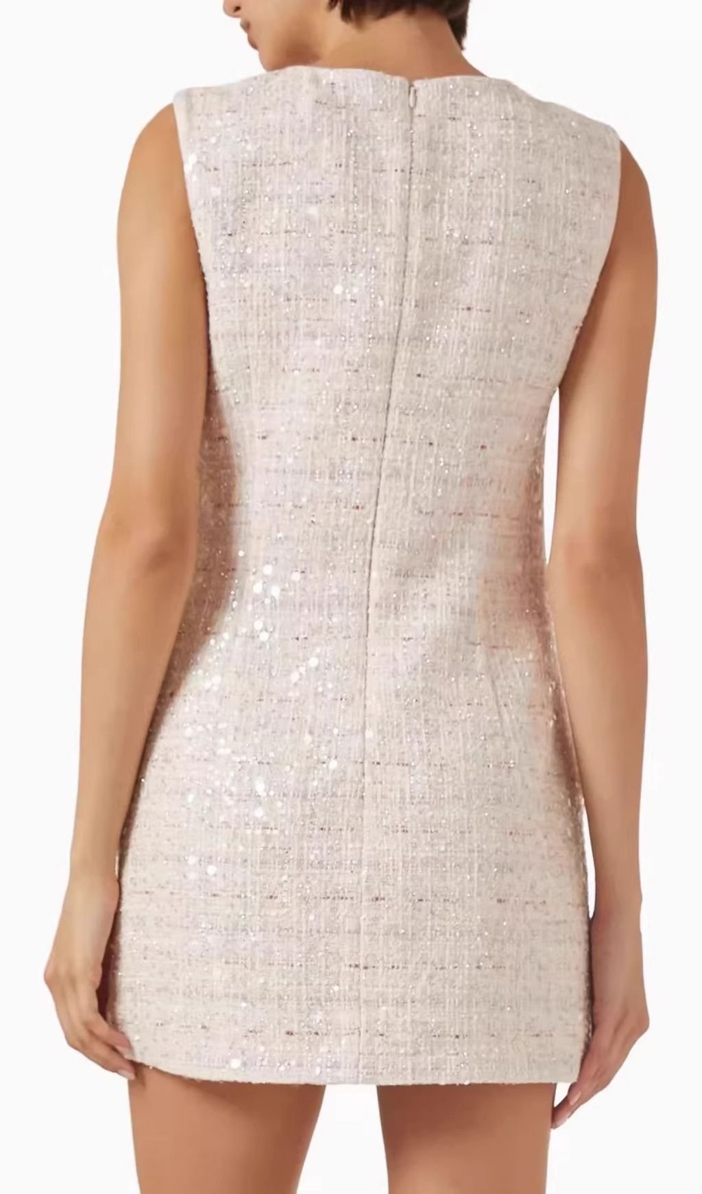 Fashionslee Women Kina Pink Sleeveless Bow Sequin Mini Dress