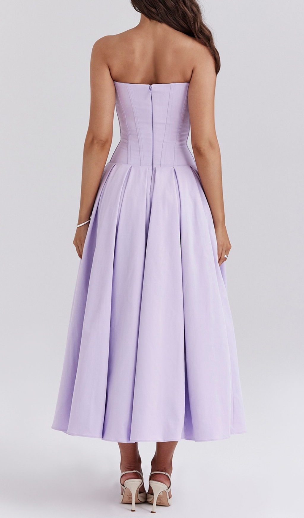 Fashionslee Women Devani Purple Strapless Corset Midi Dress