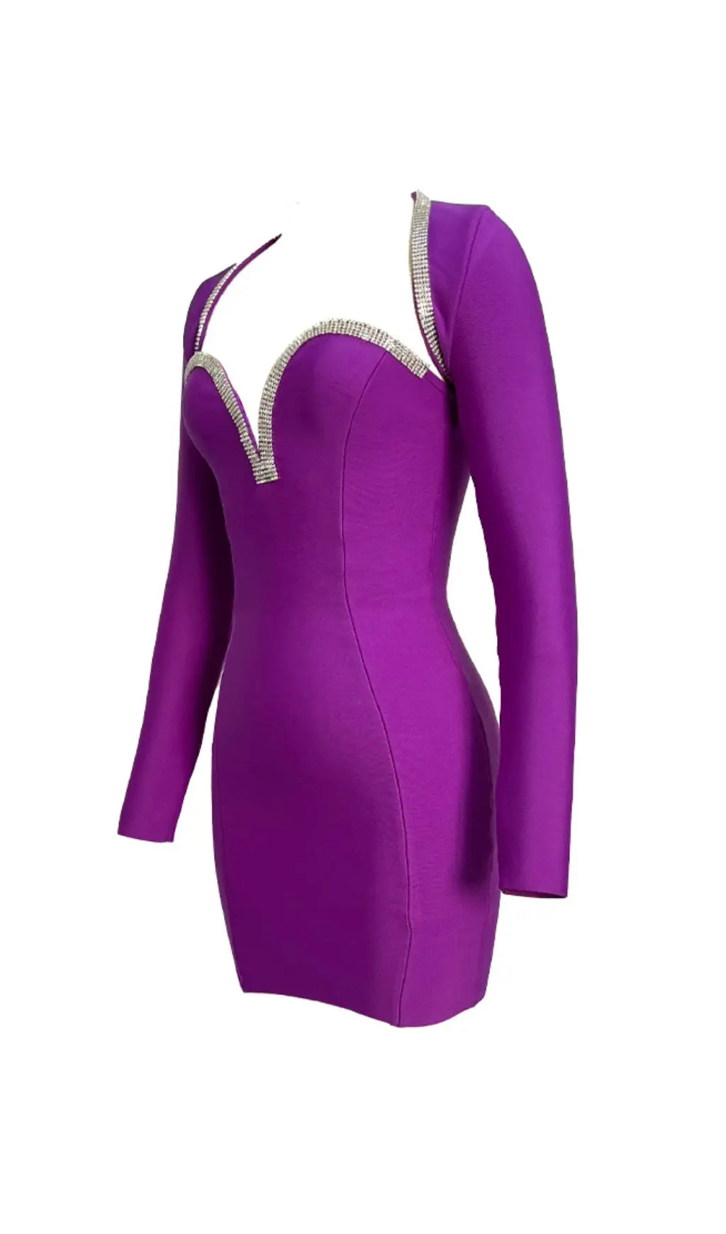 16adbb5aa48d5b4d42c0b3e714184e40.jpeg Fashionslee Women Bandage Two Piece Diamond Encrusted Ruffle Sexy Mini Dress In Purple