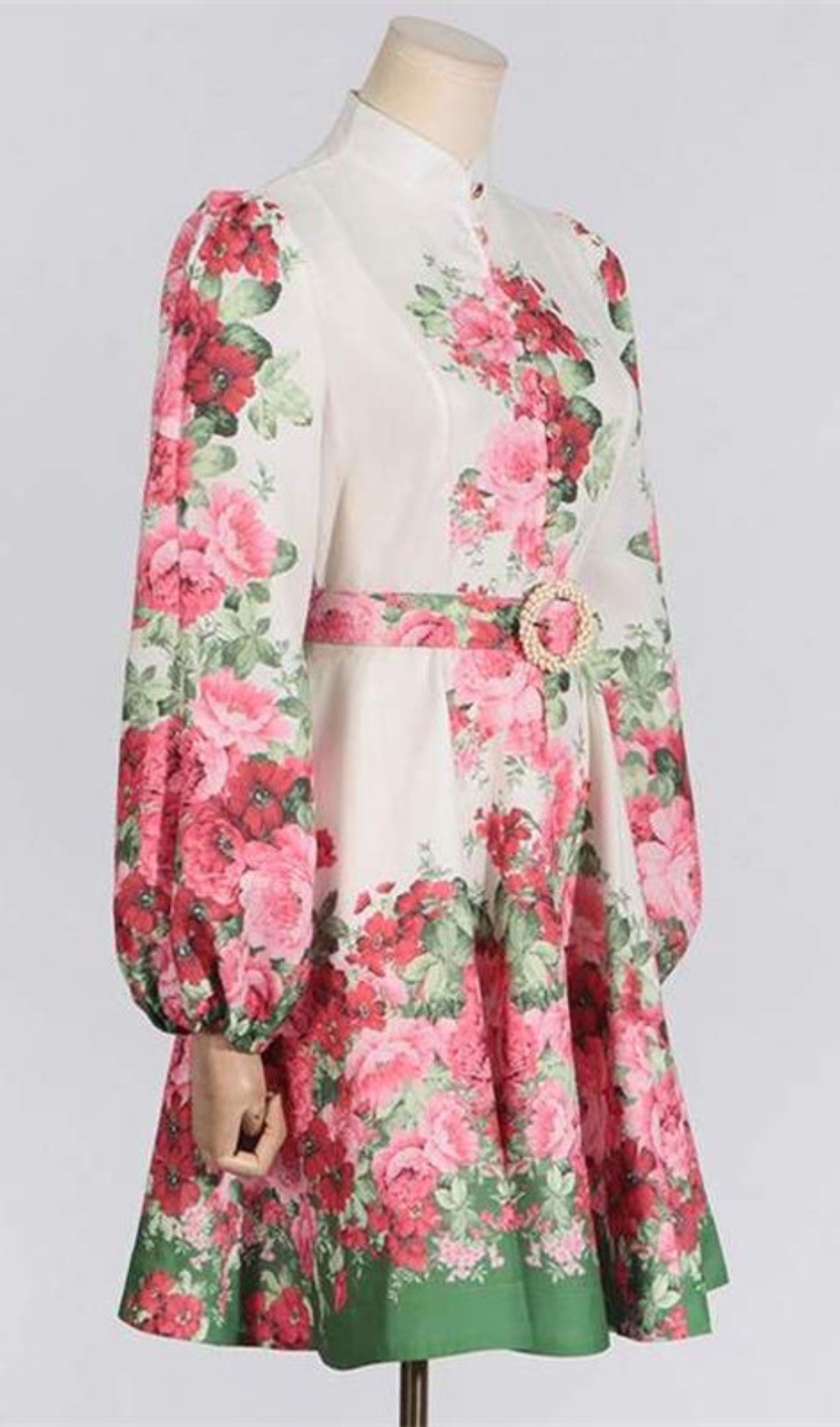 TRENDING MANDARIN COLLAR FLORAL MINI DRESS - OWNCI