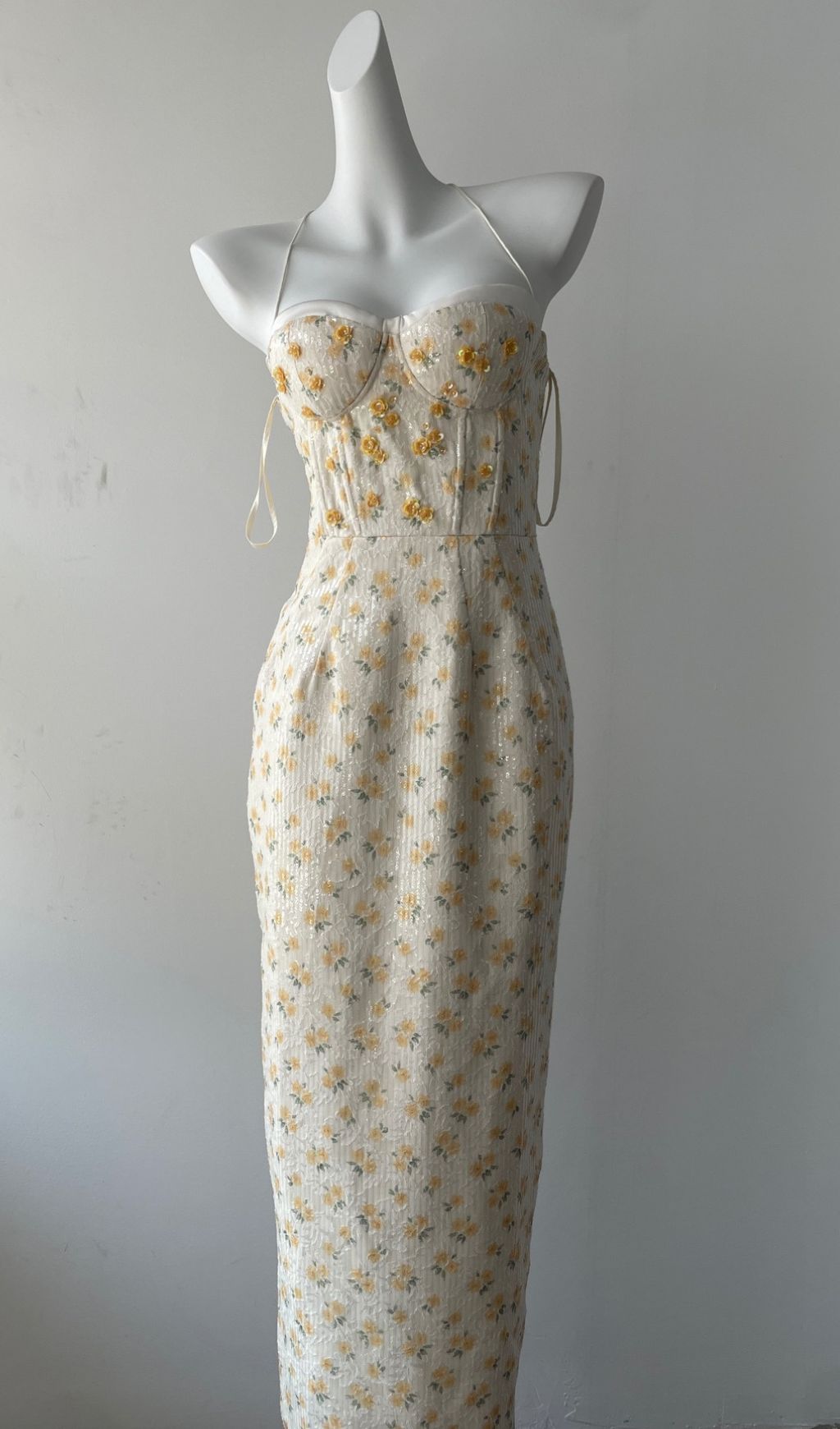 Fashionslee Women Galya Flower Embellished Corset Sequin Maxi Dress