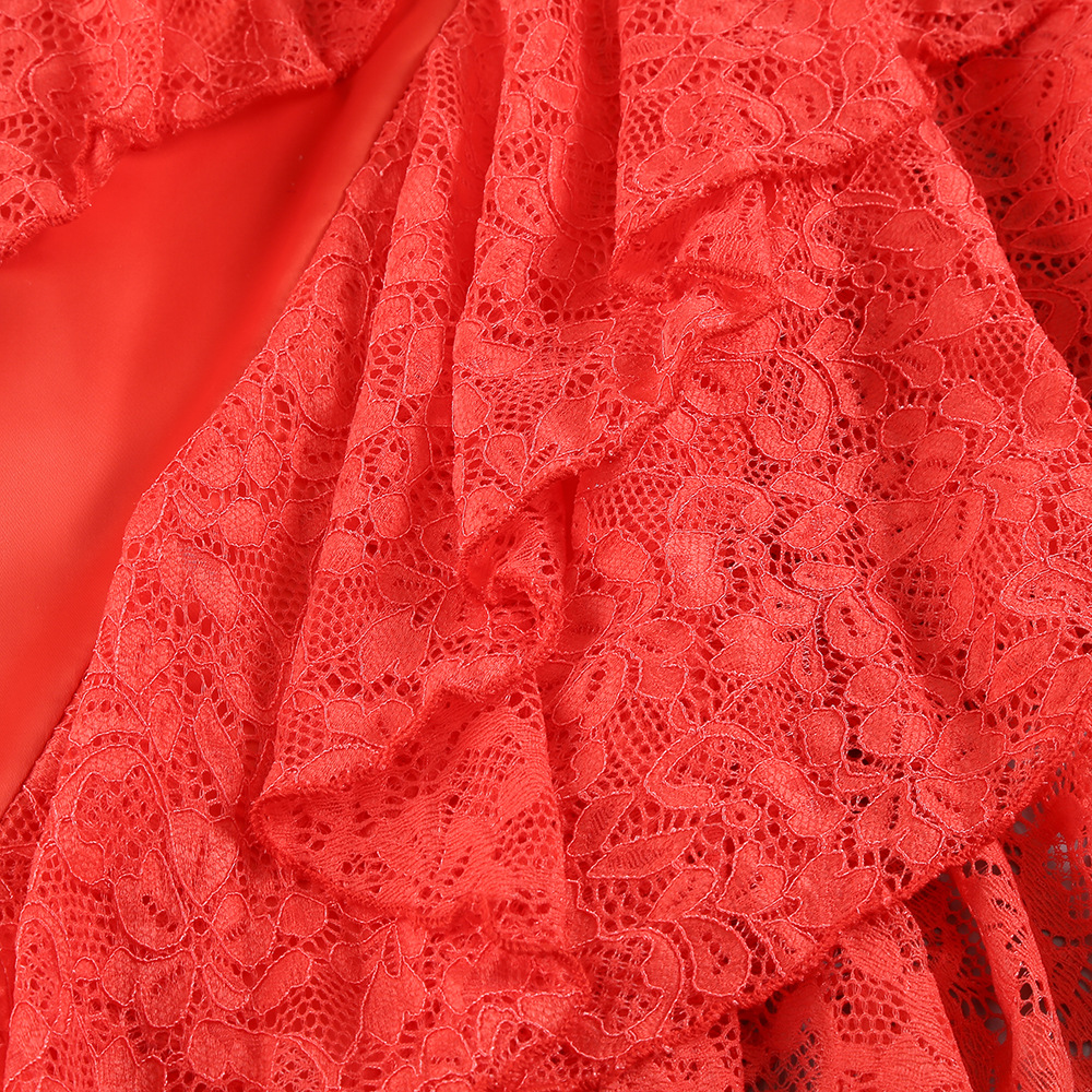 TRENDING CORAL LACE SATIN CORSET DRESS - OWNCI