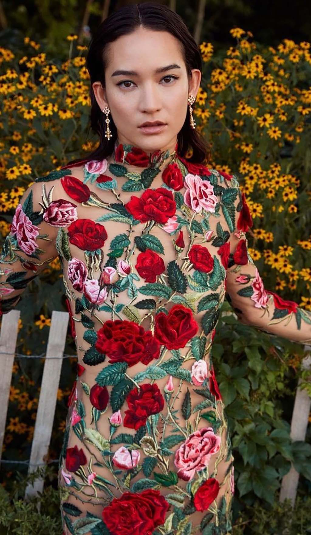 Fashionslee Women Floral Embroidery High Mini Dress