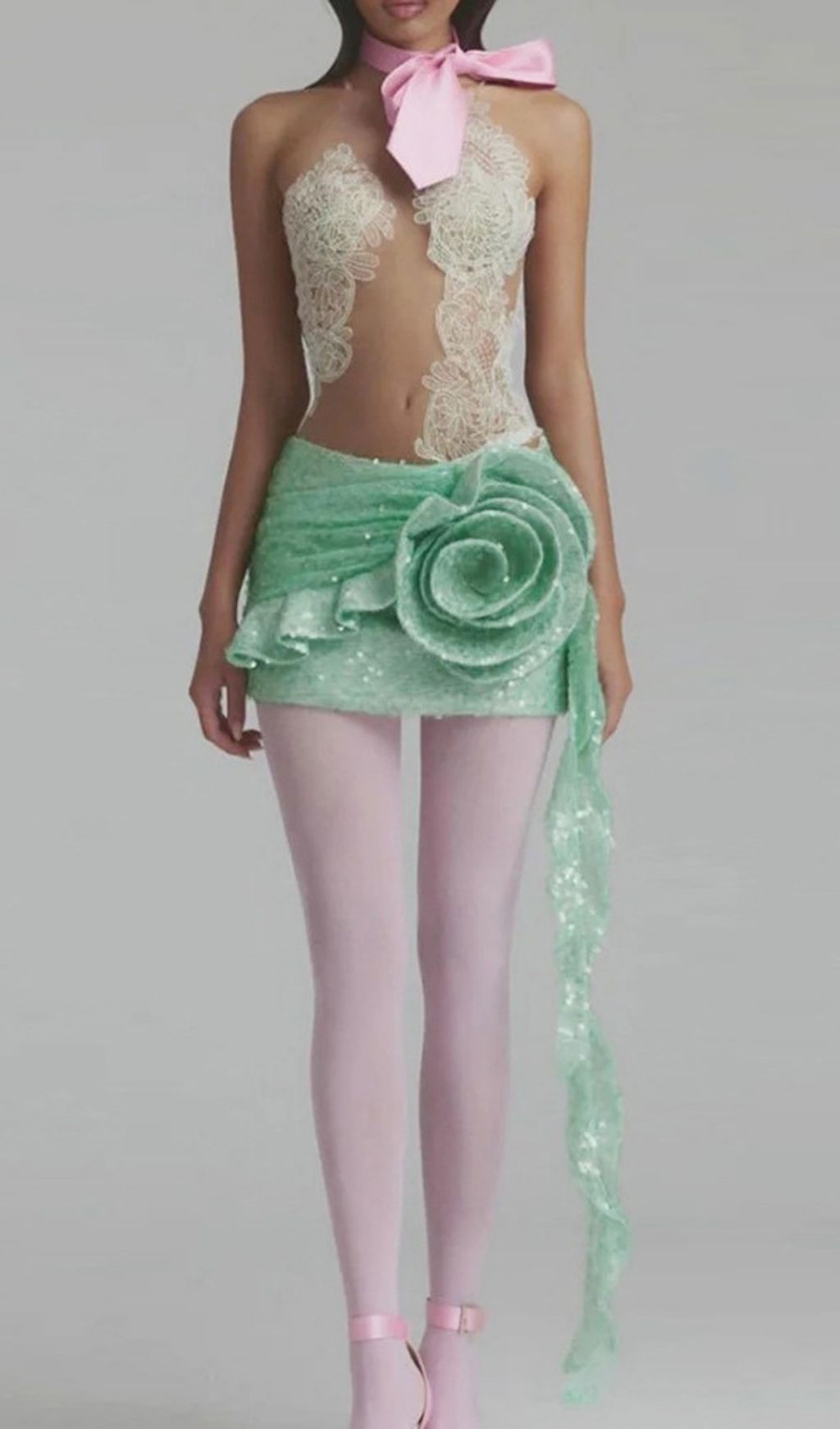 1766cc1a75539aed13c45e8ffdf5182f.jpg Fashionslee Women Kayla Green Lace Flower Sequin Mini Dress